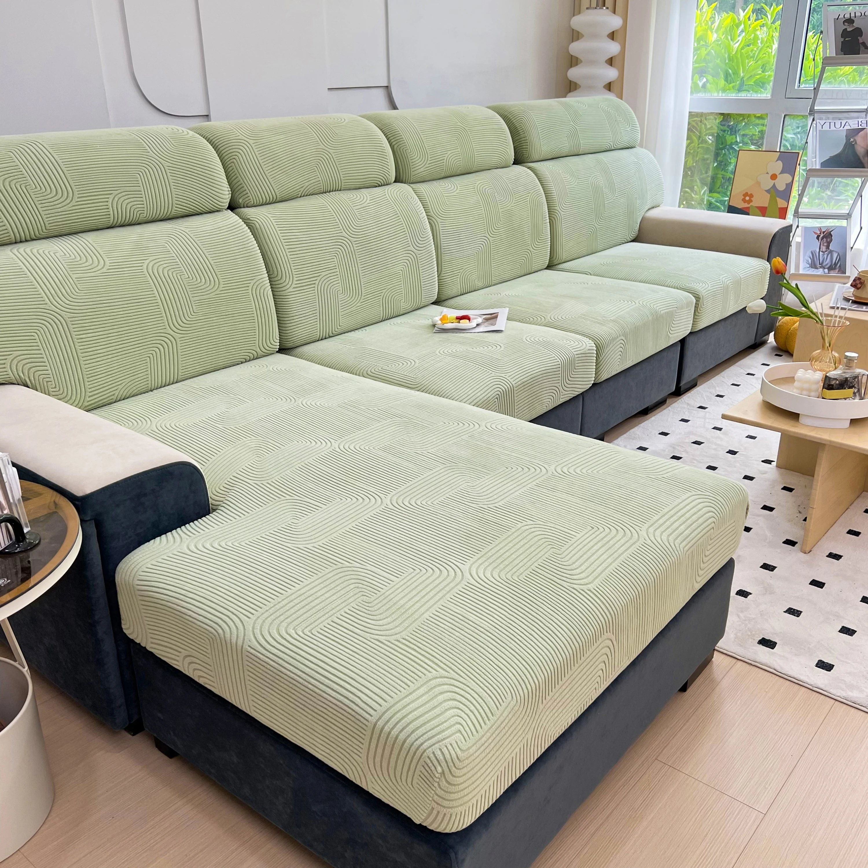 Stretch Couch Cushion Covers, Washable Chaise Lounge Sofa Slipcover, Elastic Furniture Protector for Pets, Kid - Image 138