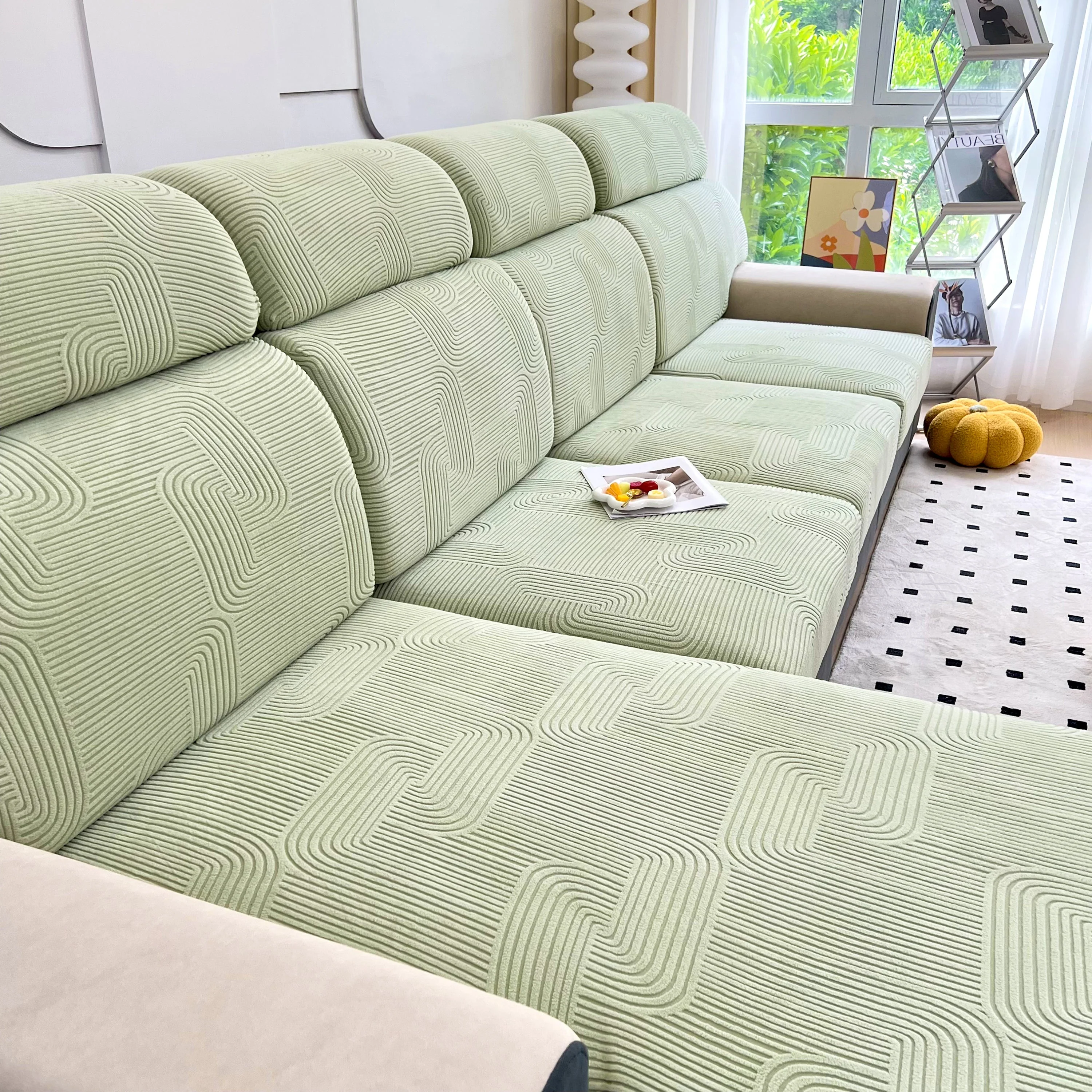 Stretch Couch Cushion Covers, Washable Chaise Lounge Sofa Slipcover, Elastic Furniture Protector for Pets, Kid - Image 140