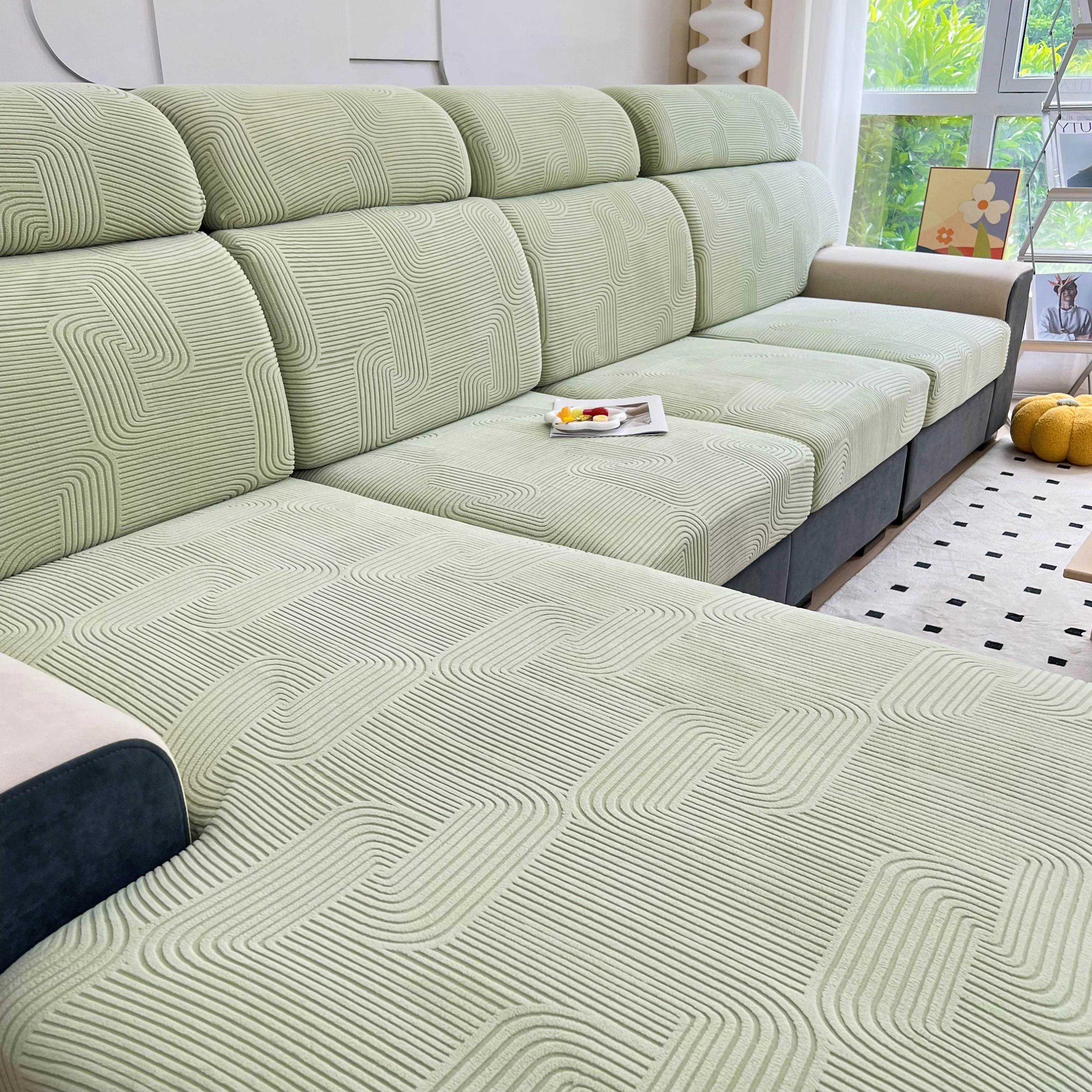 Stretch Couch Cushion Covers, Washable Chaise Lounge Sofa Slipcover, Elastic Furniture Protector for Pets, Kid - Image 141
