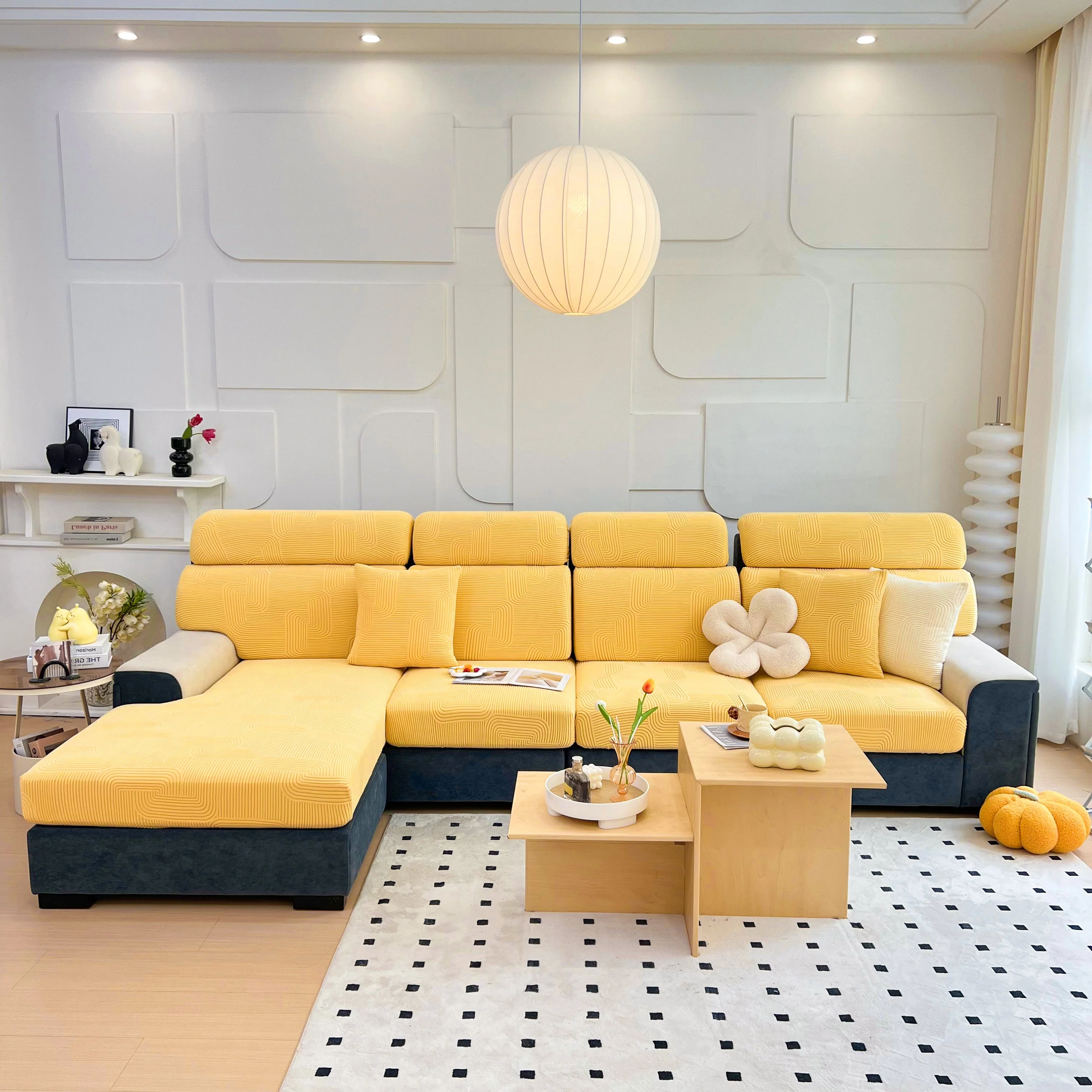 Stretch Couch Cushion Covers, Washable Chaise Lounge Sofa Slipcover, Elastic Furniture Protector for Pets, Kid - Image 150