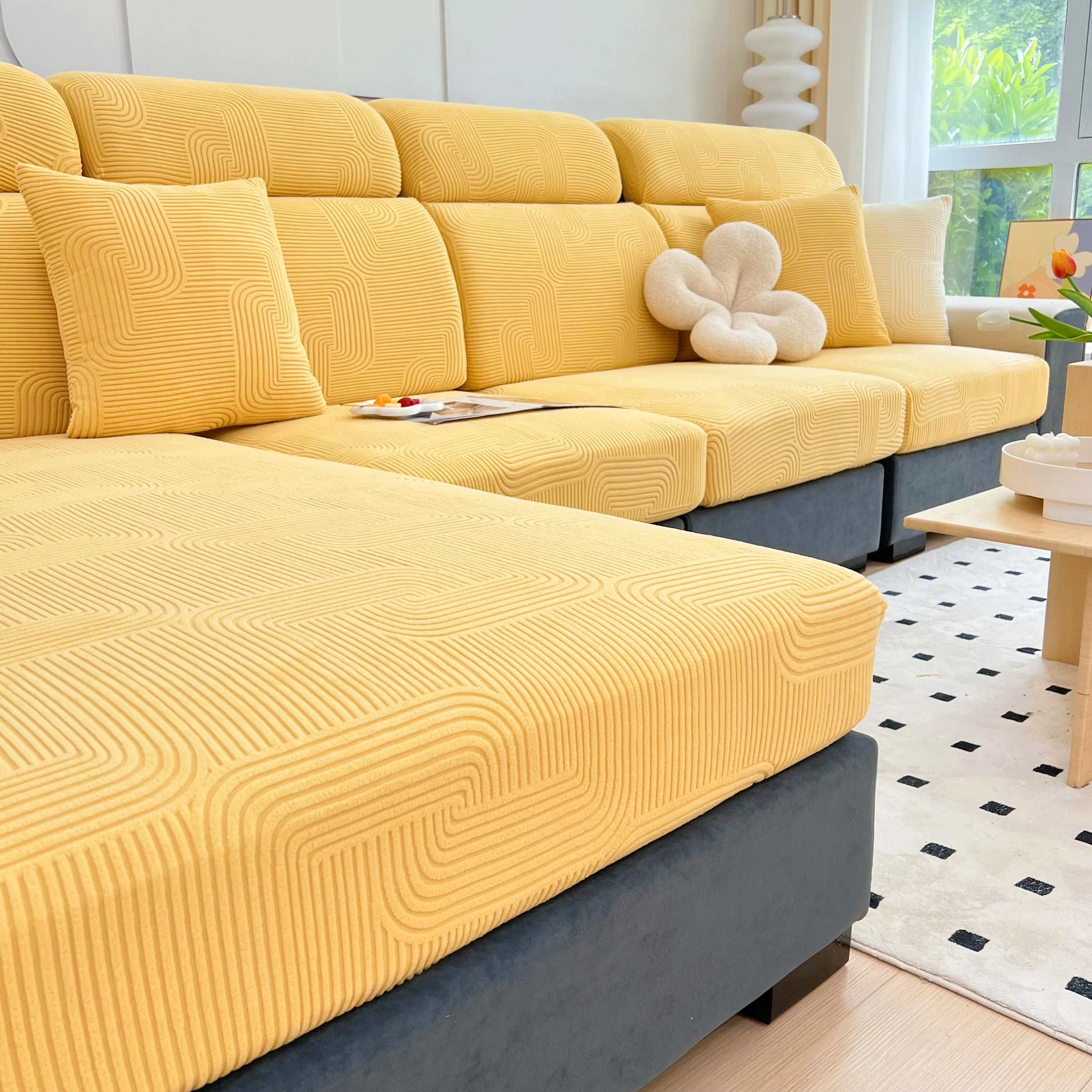 Stretch Couch Cushion Covers, Washable Chaise Lounge Sofa Slipcover, Elastic Furniture Protector for Pets, Kid - Image 151