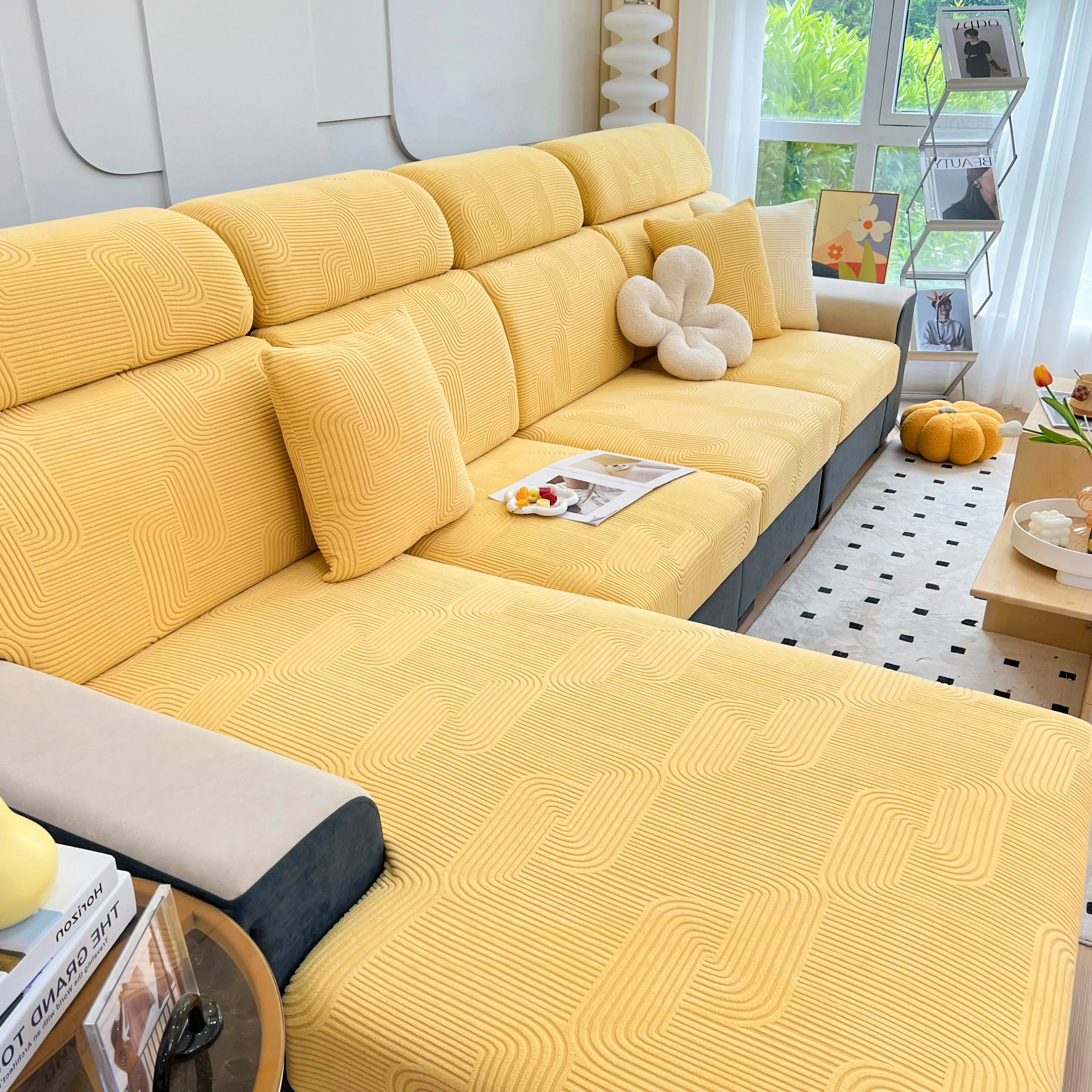 Stretch Couch Cushion Covers, Washable Chaise Lounge Sofa Slipcover, Elastic Furniture Protector for Pets, Kid - Image 154