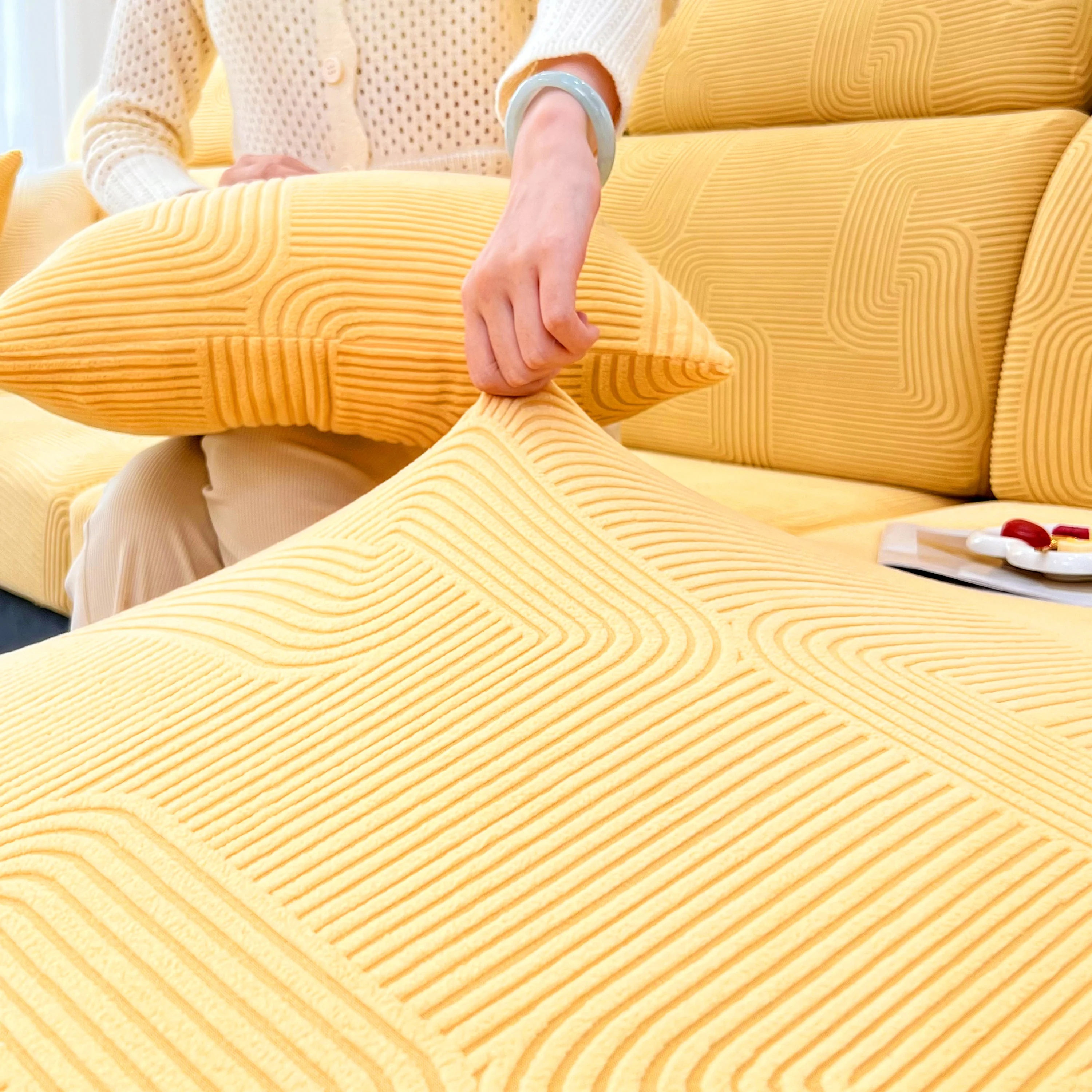 Stretch Couch Cushion Covers, Washable Chaise Lounge Sofa Slipcover, Elastic Furniture Protector for Pets, Kid - Image 156