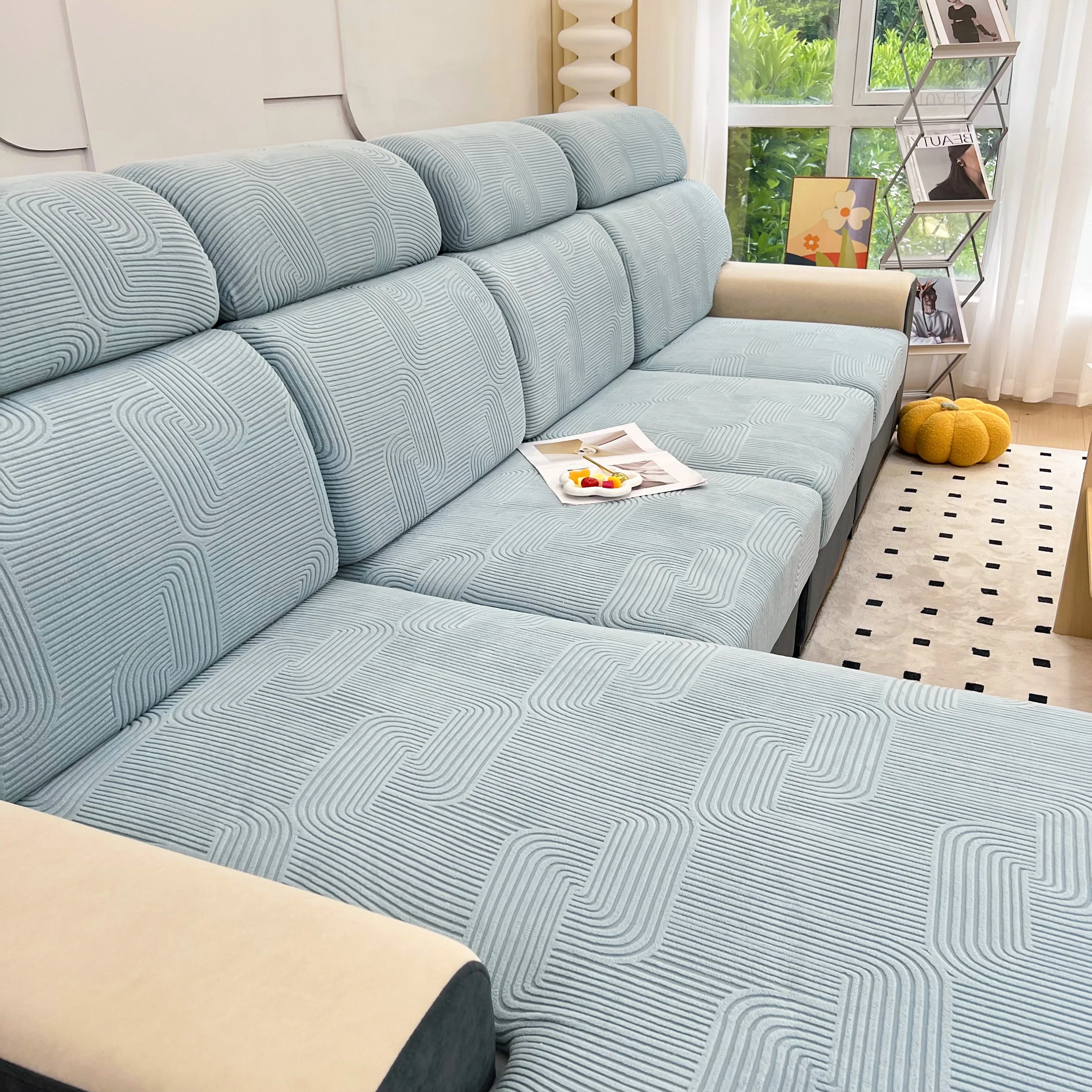 Stretch Couch Cushion Covers, Washable Chaise Lounge Sofa Slipcover, Elastic Furniture Protector for Pets, Kid - Image 17