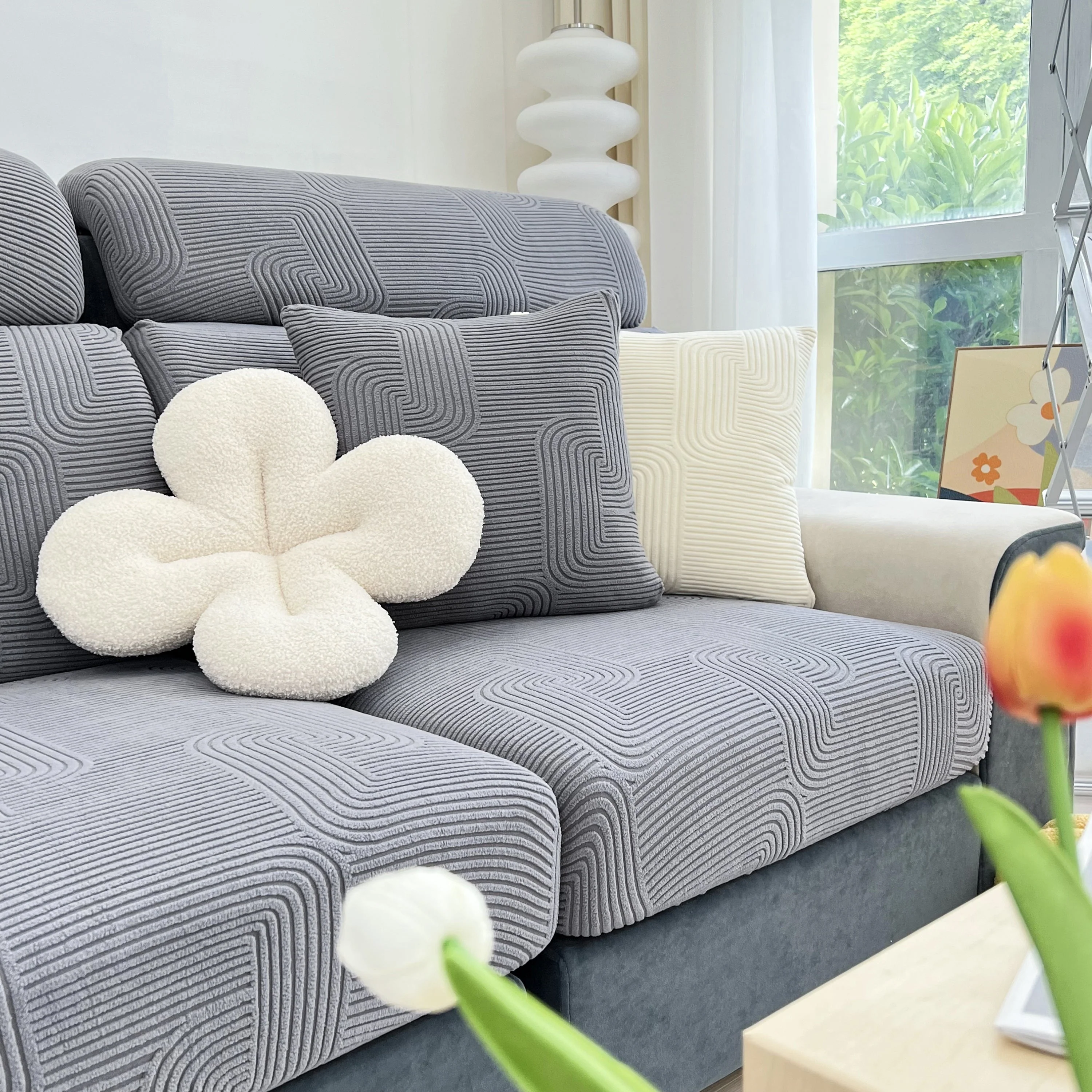 Stretch Couch Cushion Covers, Washable Chaise Lounge Sofa Slipcover, Elastic Furniture Protector for Pets, Kid - Image 19