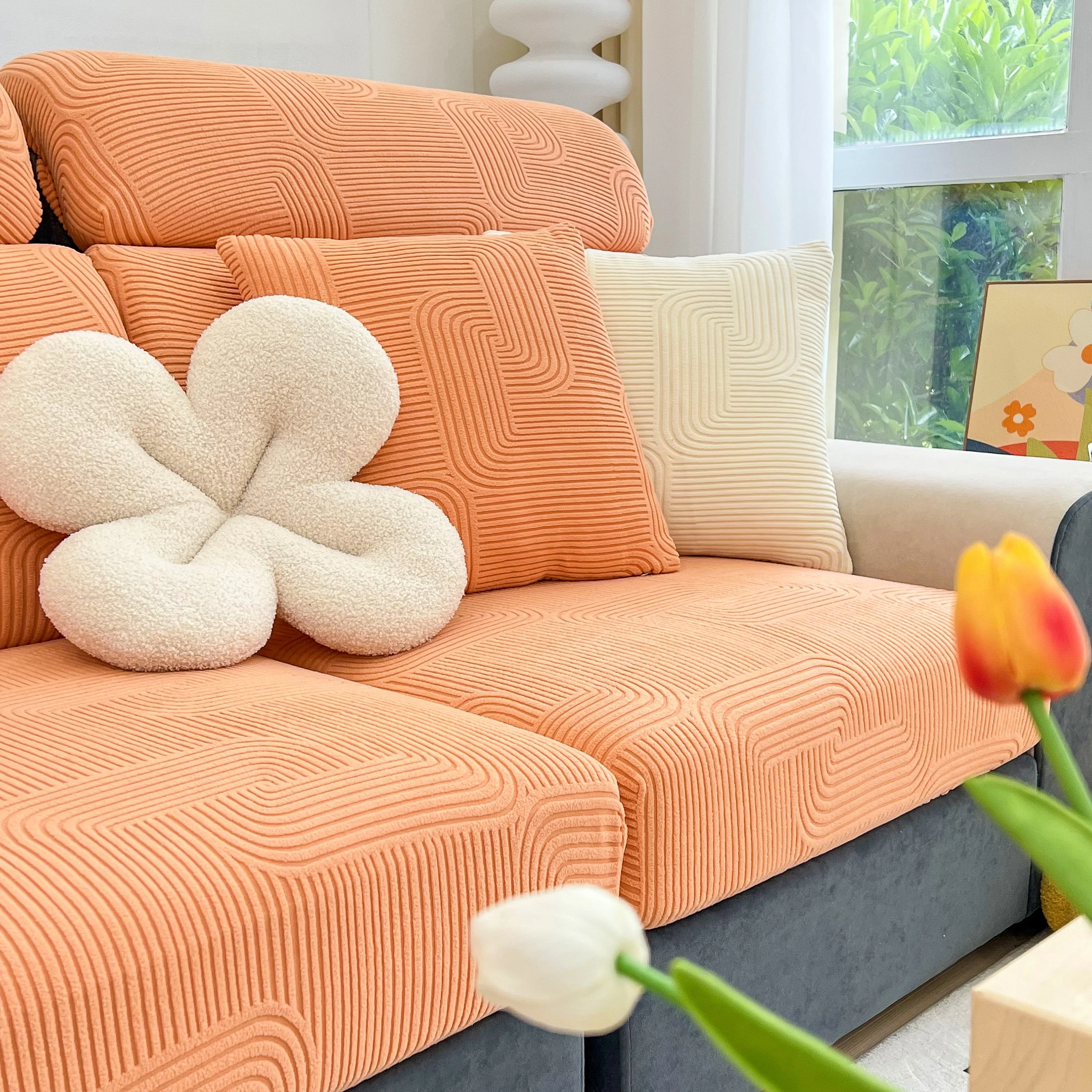 Stretch Couch Cushion Covers, Washable Chaise Lounge Sofa Slipcover, Elastic Furniture Protector for Pets, Kid - Image 36