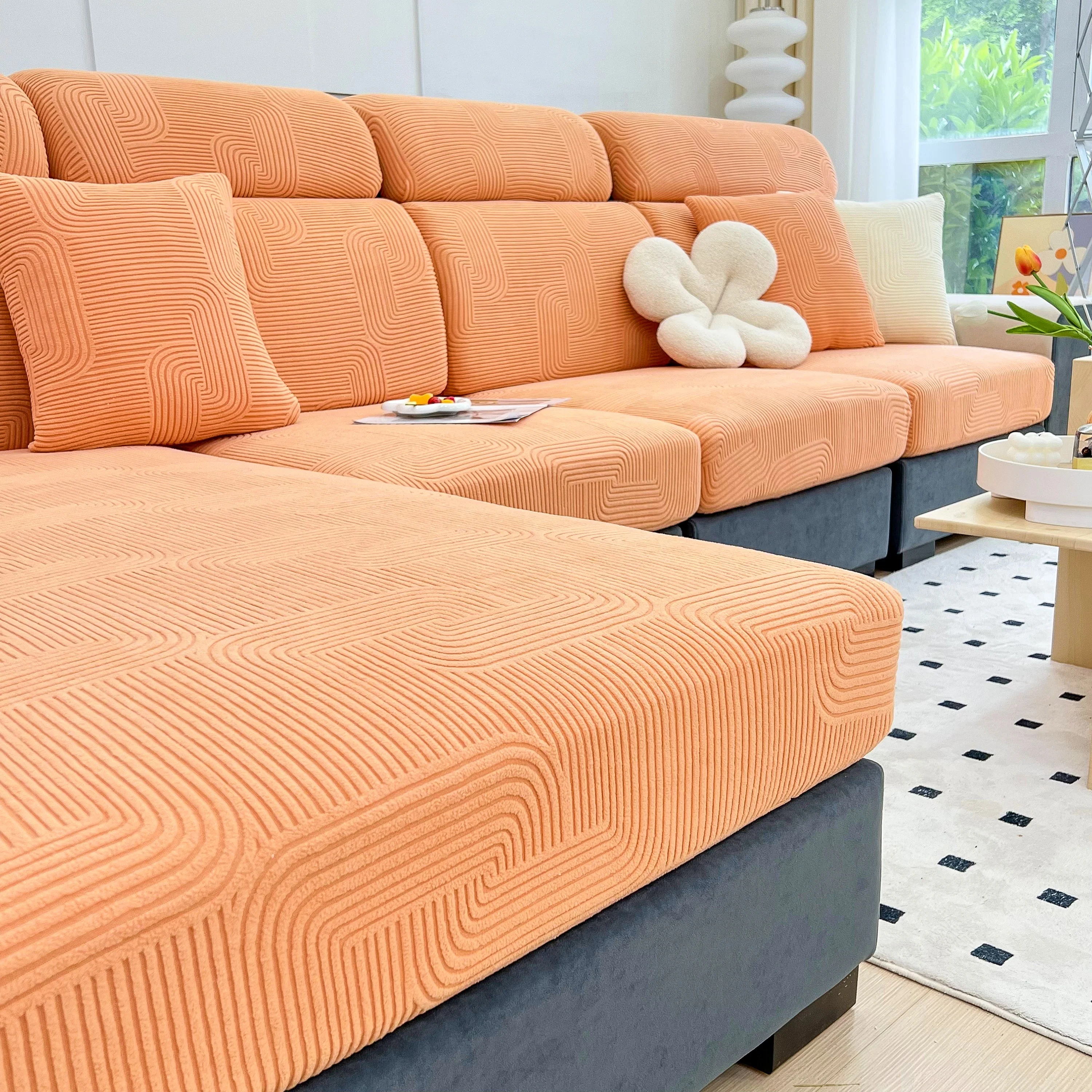 Stretch Couch Cushion Covers, Washable Chaise Lounge Sofa Slipcover, Elastic Furniture Protector for Pets, Kid - Image 38