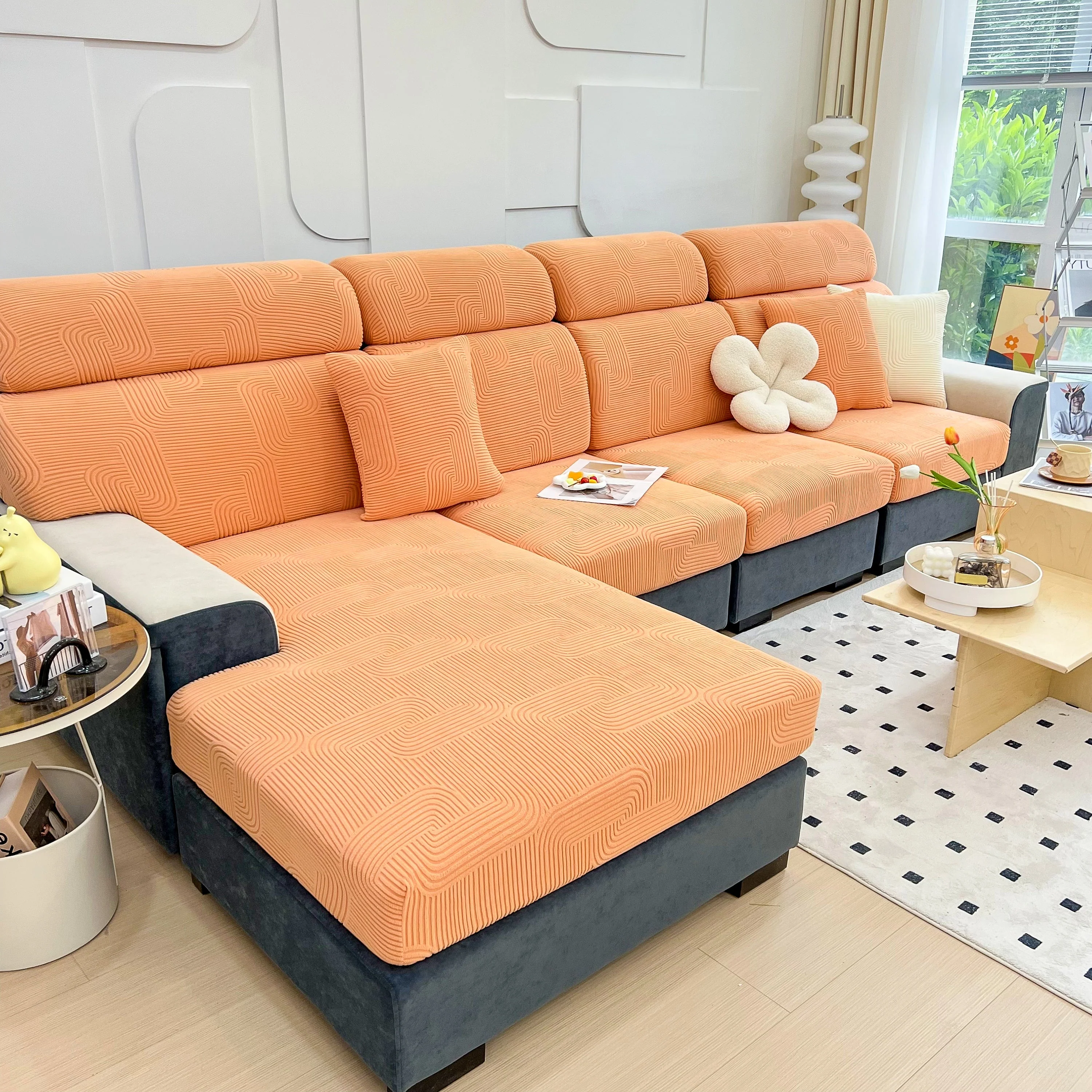 Stretch Couch Cushion Covers, Washable Chaise Lounge Sofa Slipcover, Elastic Furniture Protector for Pets, Kid - Image 40