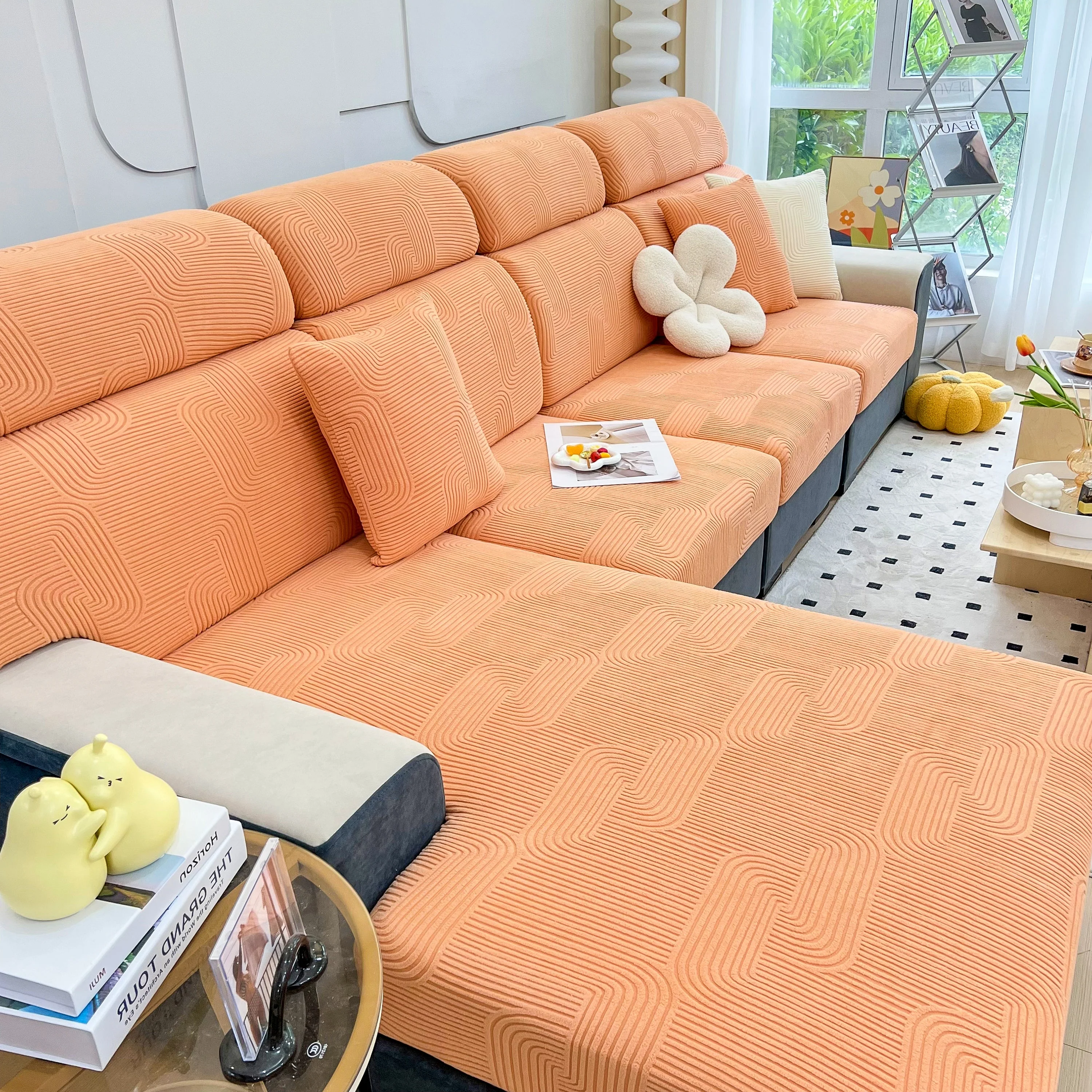 Stretch Couch Cushion Covers, Washable Chaise Lounge Sofa Slipcover, Elastic Furniture Protector for Pets, Kid - Image 41