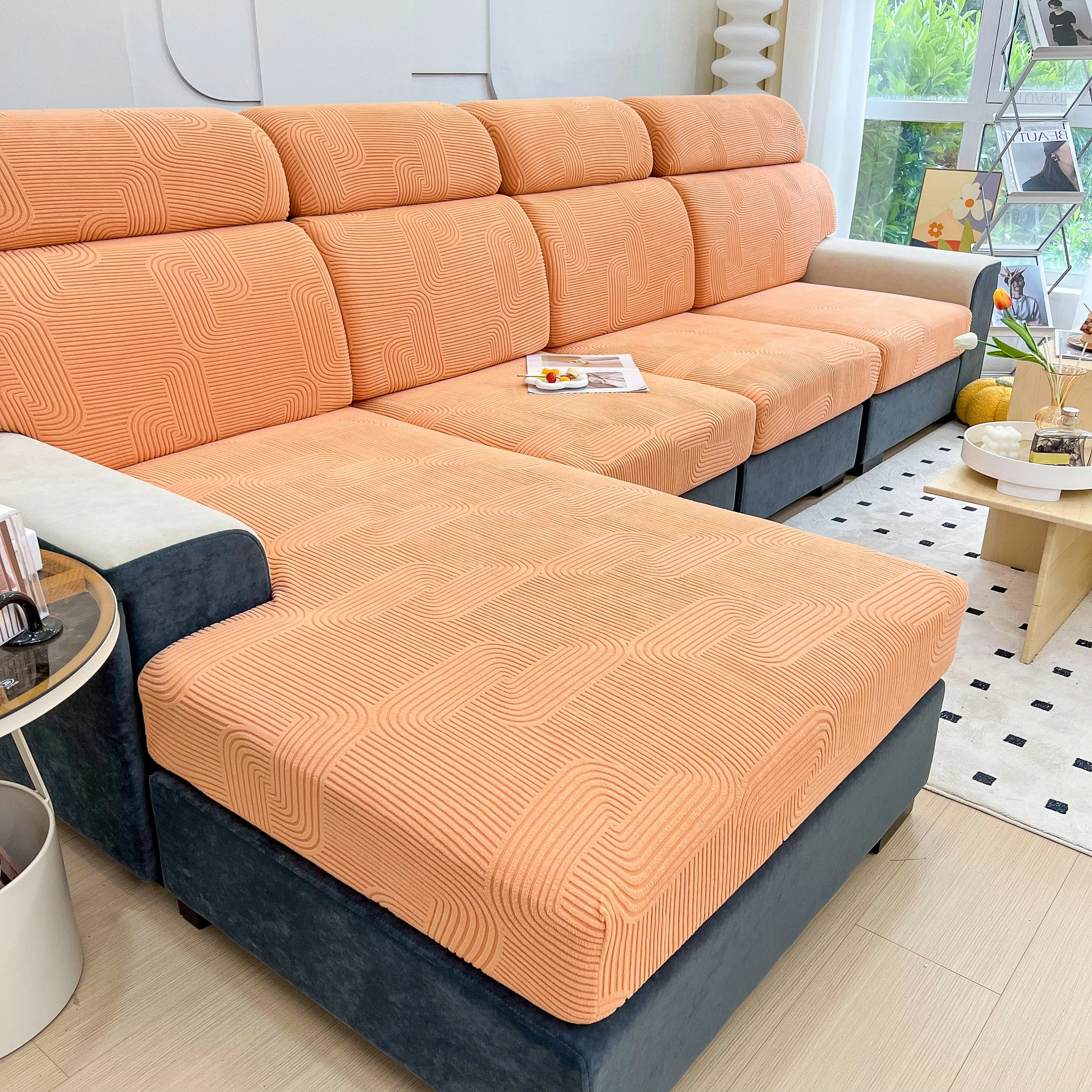 Stretch Couch Cushion Covers, Washable Chaise Lounge Sofa Slipcover, Elastic Furniture Protector for Pets, Kid - Image 46