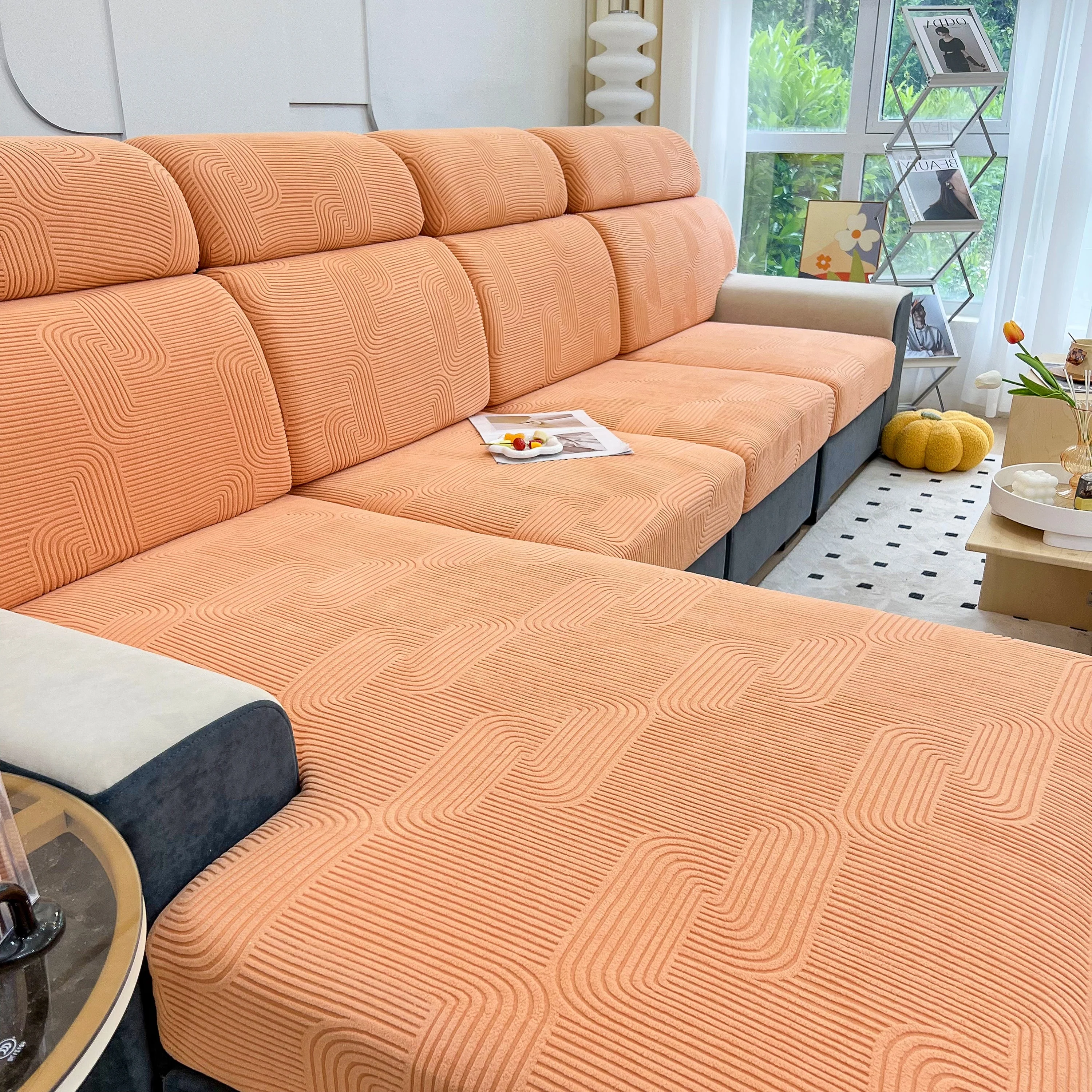 Stretch Couch Cushion Covers, Washable Chaise Lounge Sofa Slipcover, Elastic Furniture Protector for Pets, Kid - Image 47