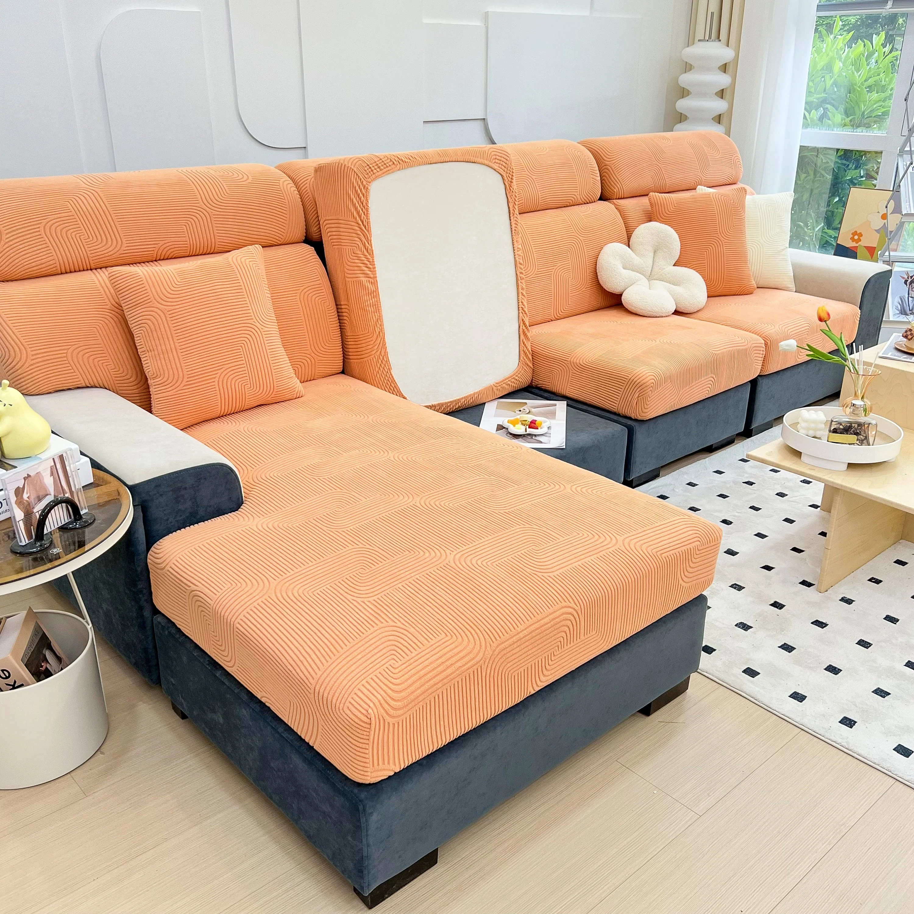 Stretch Couch Cushion Covers, Washable Chaise Lounge Sofa Slipcover, Elastic Furniture Protector for Pets, Kid - Image 50