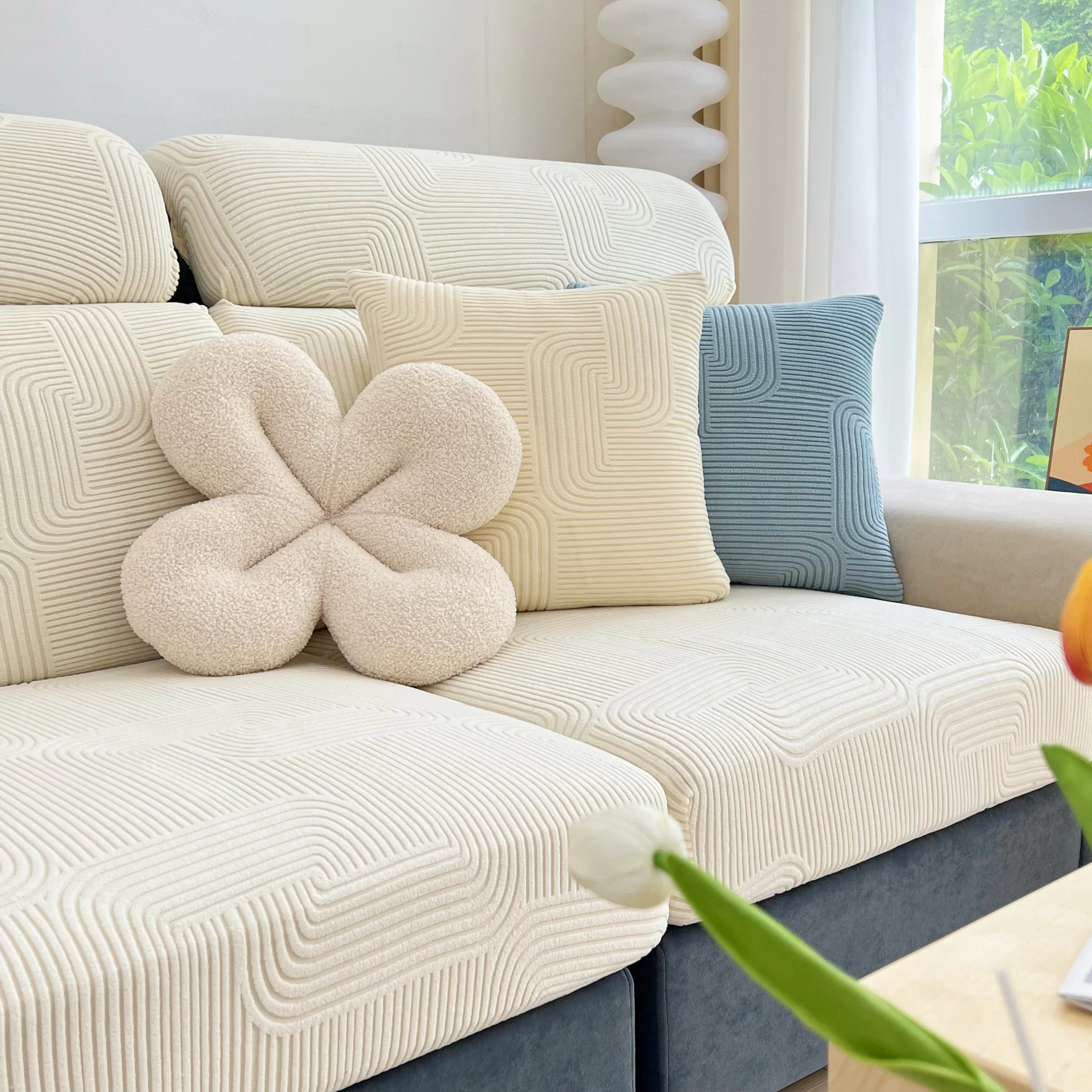 Stretch Couch Cushion Covers, Washable Chaise Lounge Sofa Slipcover, Elastic Furniture Protector for Pets, Kid - Image 55