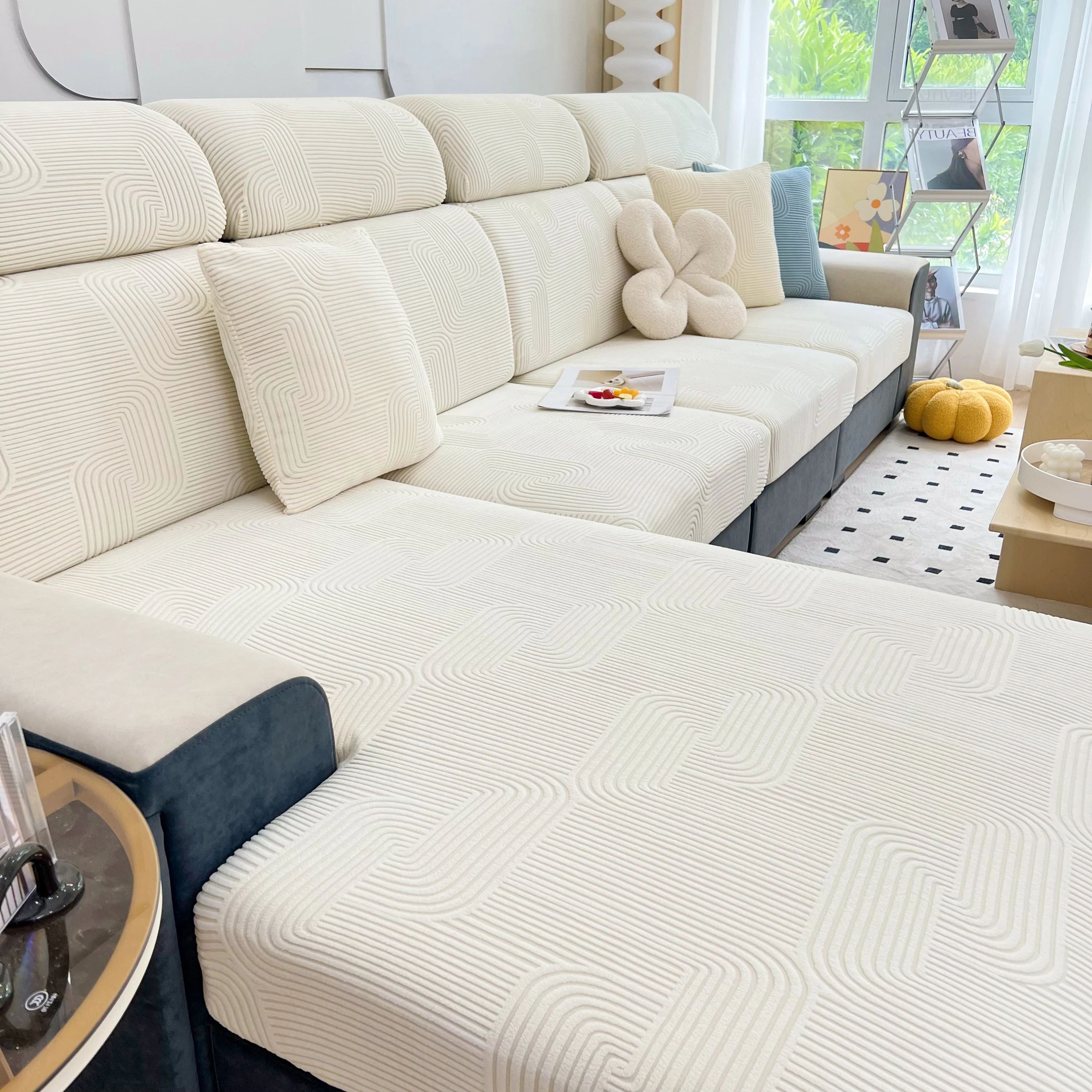Stretch Couch Cushion Covers, Washable Chaise Lounge Sofa Slipcover, Elastic Furniture Protector for Pets, Kid - Image 61