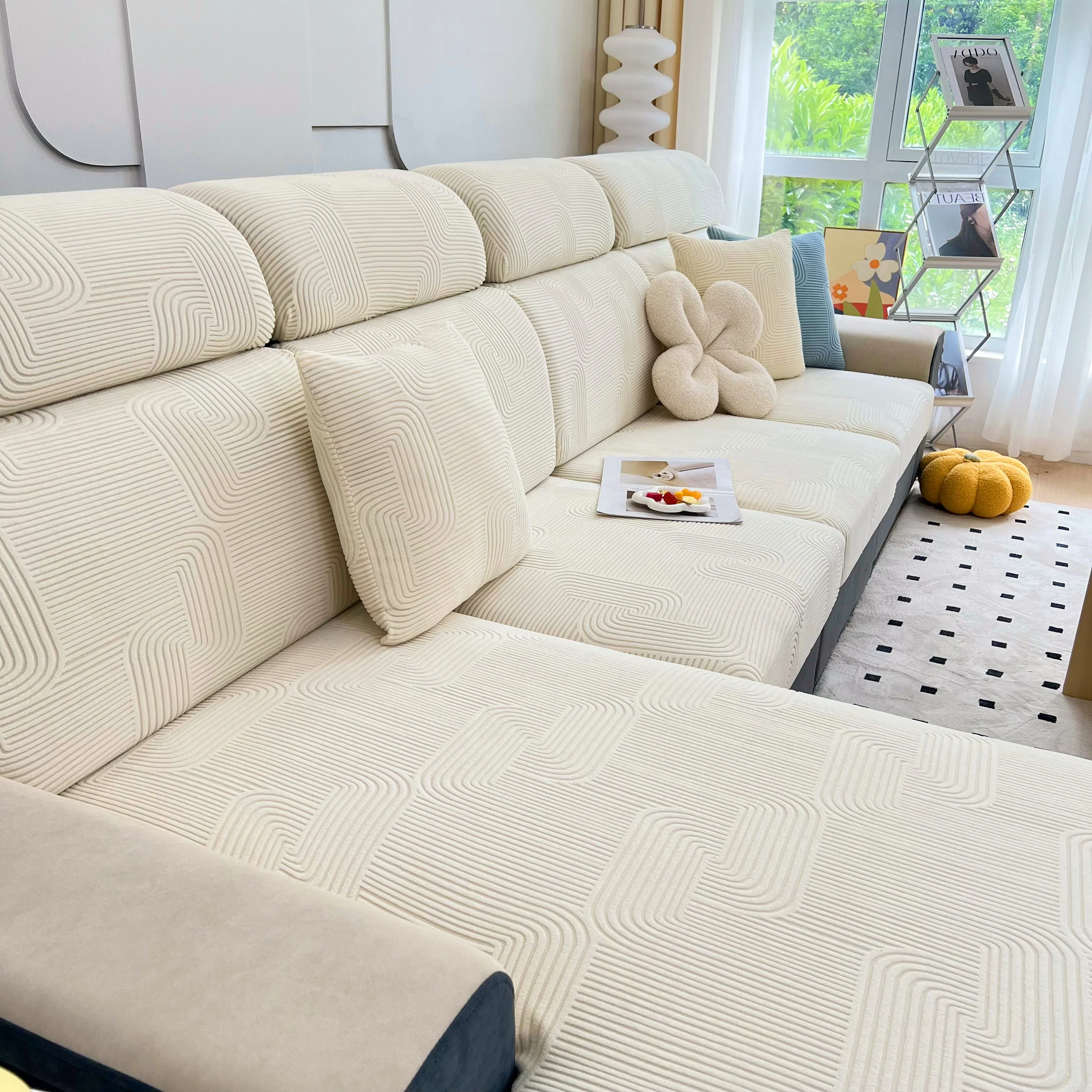 Stretch Couch Cushion Covers, Washable Chaise Lounge Sofa Slipcover, Elastic Furniture Protector for Pets, Kid - Image 62