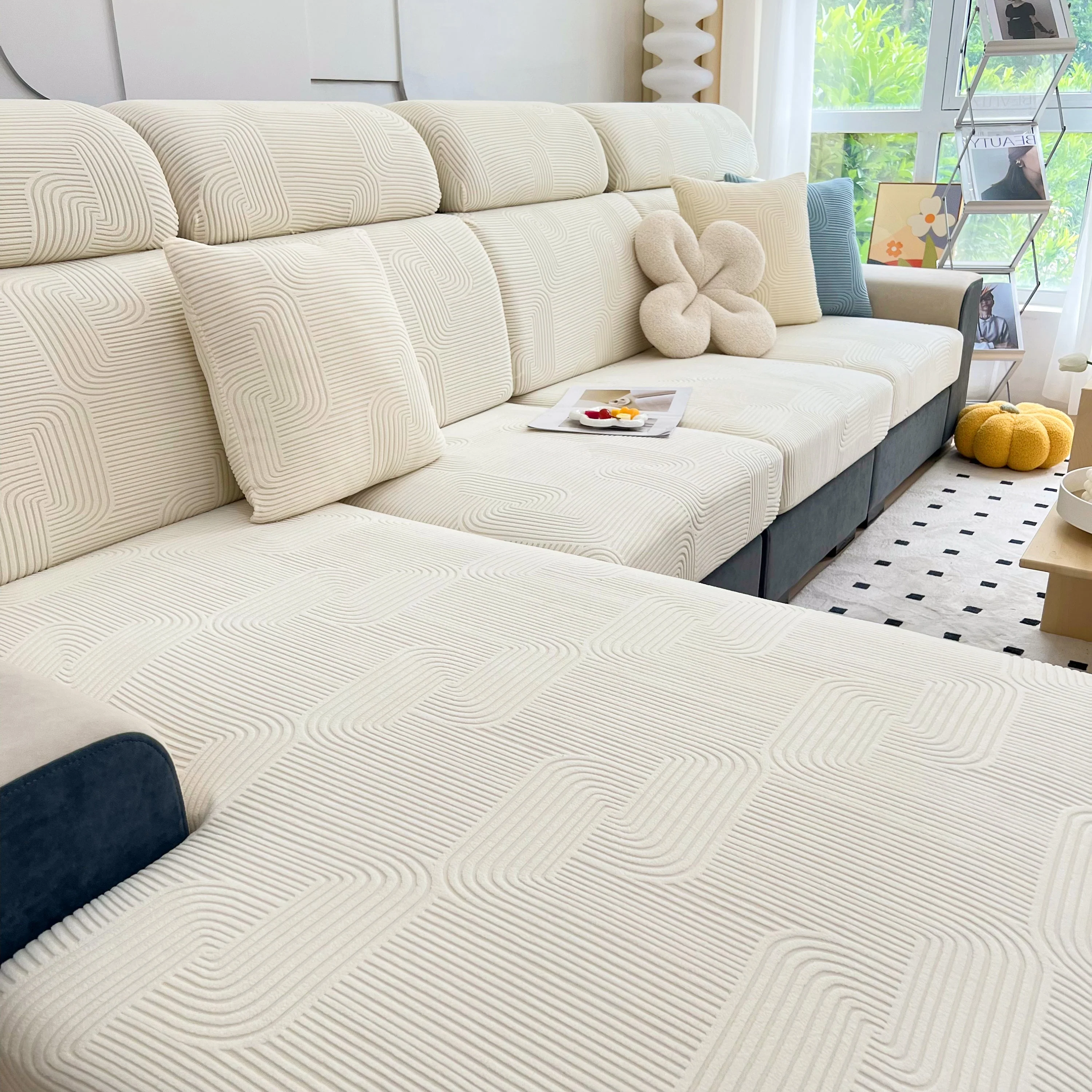 Stretch Couch Cushion Covers, Washable Chaise Lounge Sofa Slipcover, Elastic Furniture Protector for Pets, Kid - Image 64