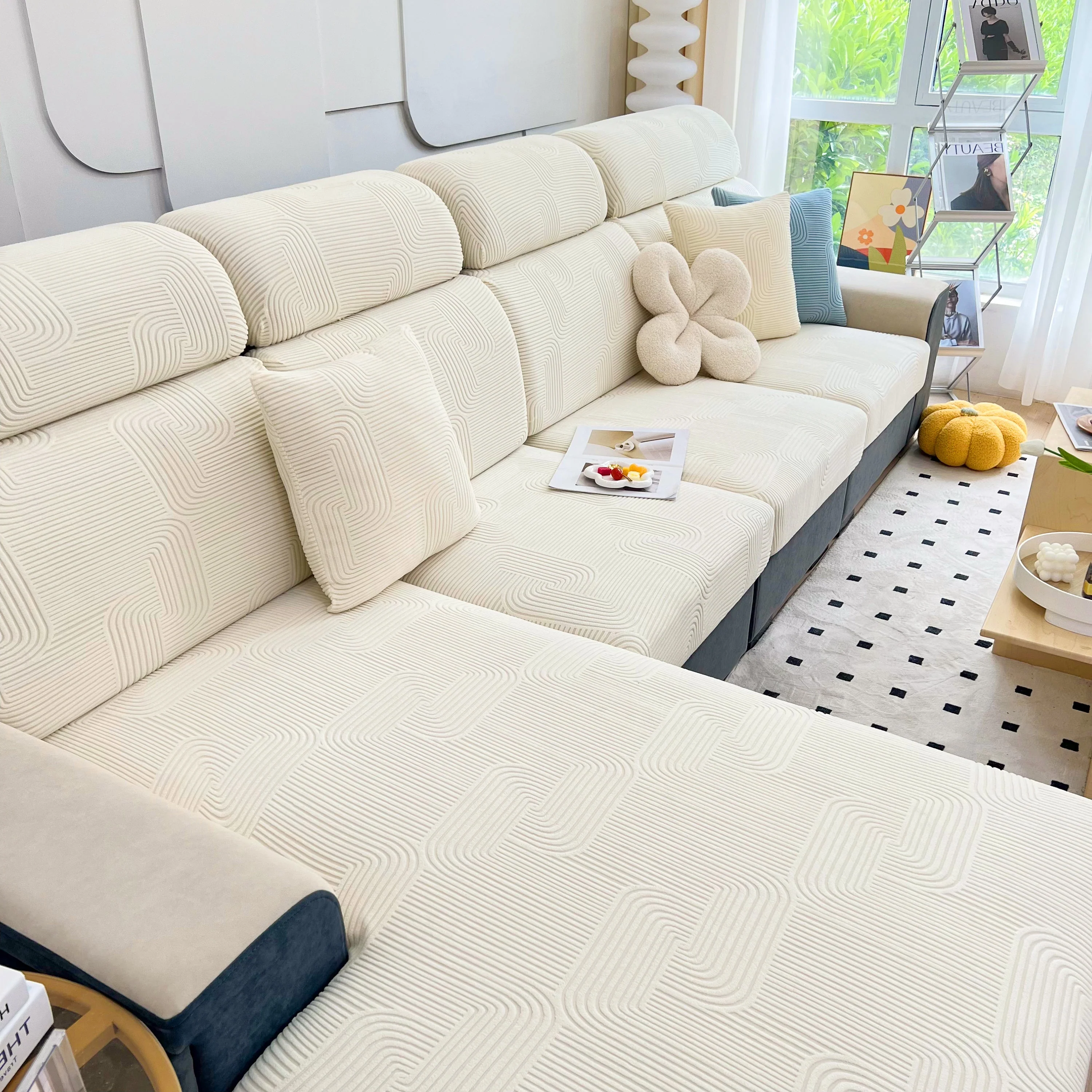 Stretch Couch Cushion Covers, Washable Chaise Lounge Sofa Slipcover, Elastic Furniture Protector for Pets, Kid - Image 66