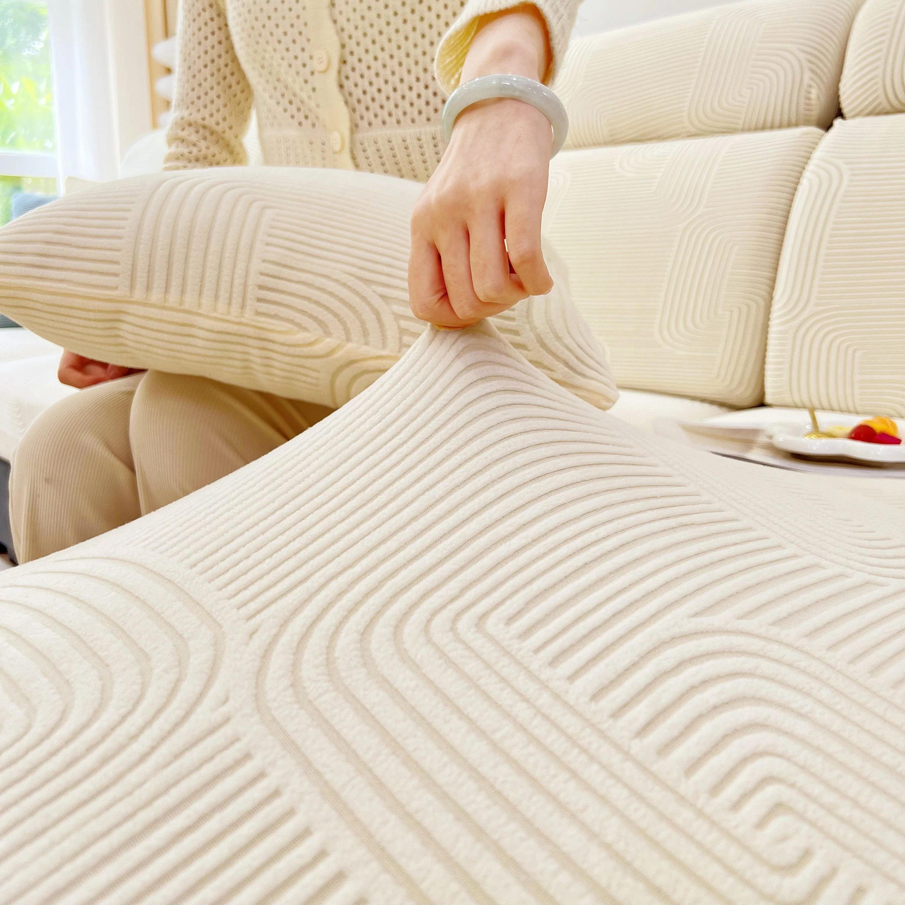 Stretch Couch Cushion Covers, Washable Chaise Lounge Sofa Slipcover, Elastic Furniture Protector for Pets, Kid - Image 67