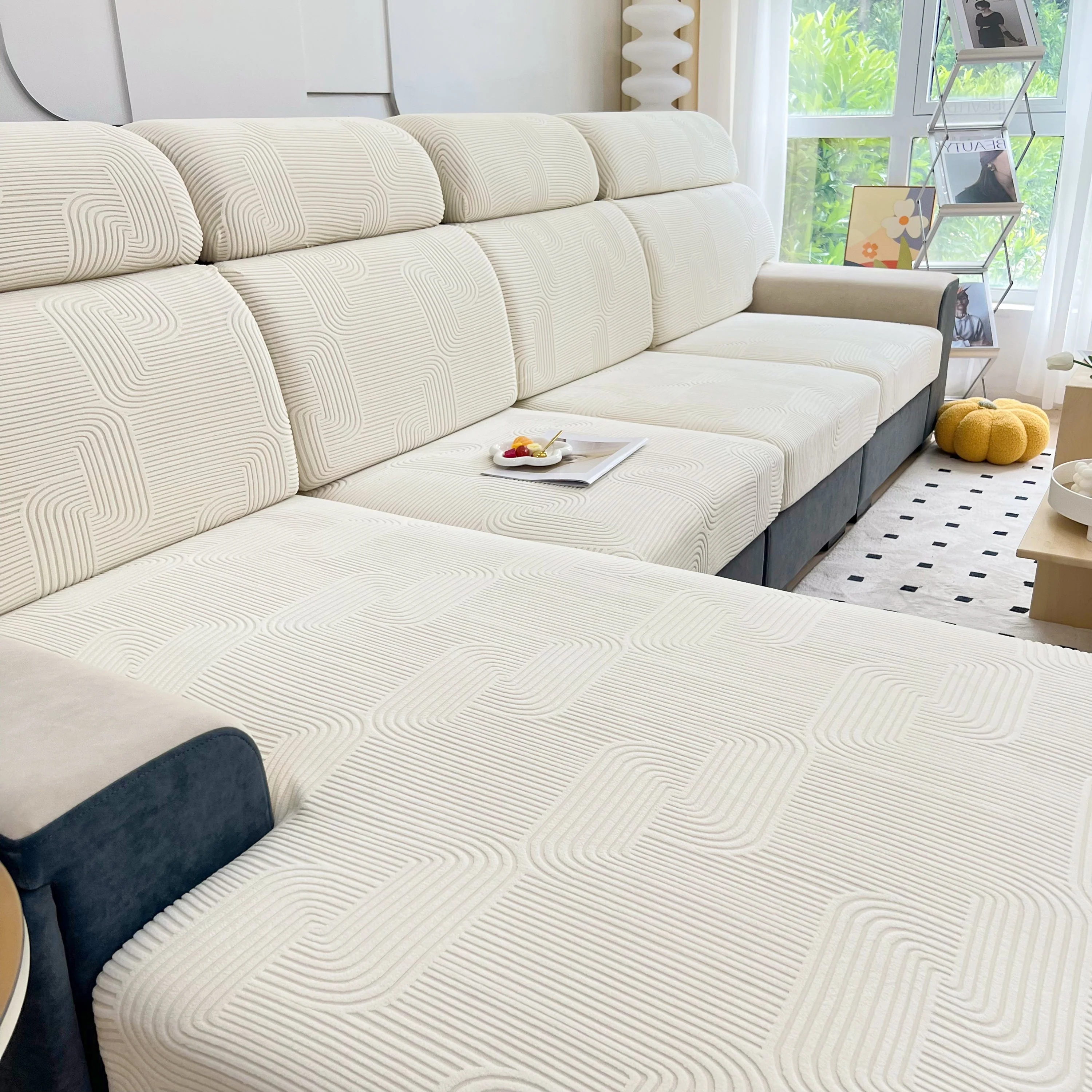 Stretch Couch Cushion Covers, Washable Chaise Lounge Sofa Slipcover, Elastic Furniture Protector for Pets, Kid - Image 71