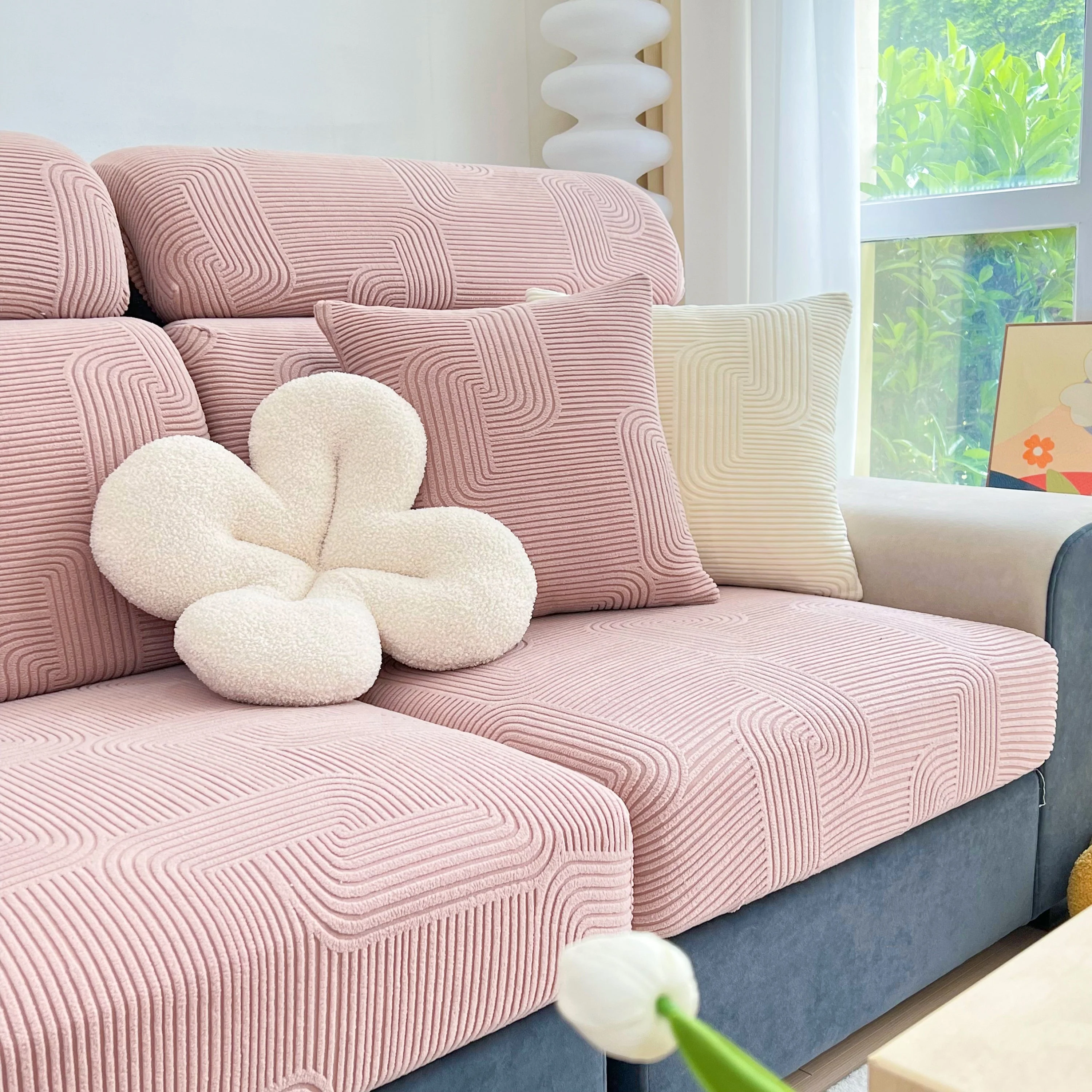 Stretch Couch Cushion Covers, Washable Chaise Lounge Sofa Slipcover, Elastic Furniture Protector for Pets, Kid - Image 77