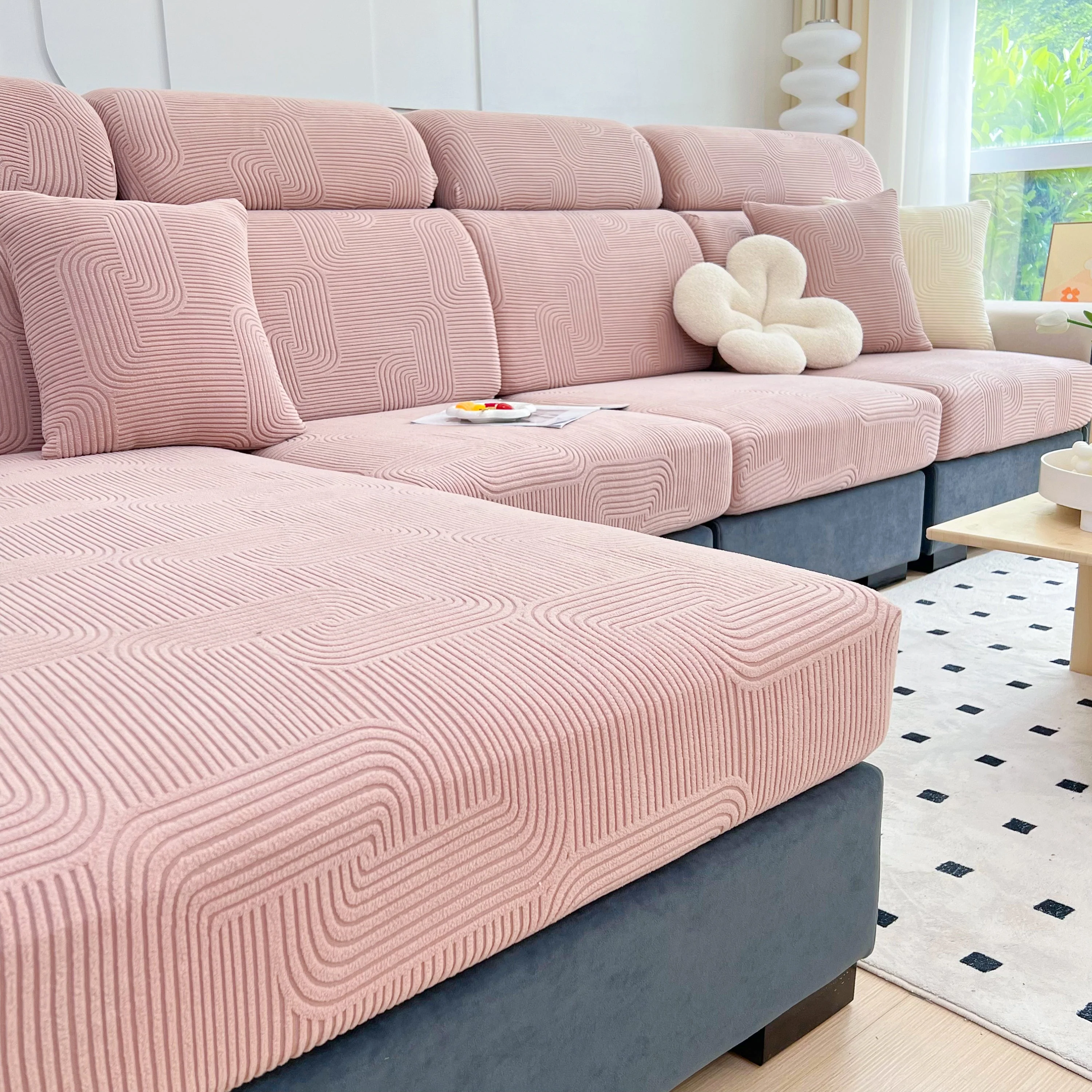 Stretch Couch Cushion Covers, Washable Chaise Lounge Sofa Slipcover, Elastic Furniture Protector for Pets, Kid - Image 79
