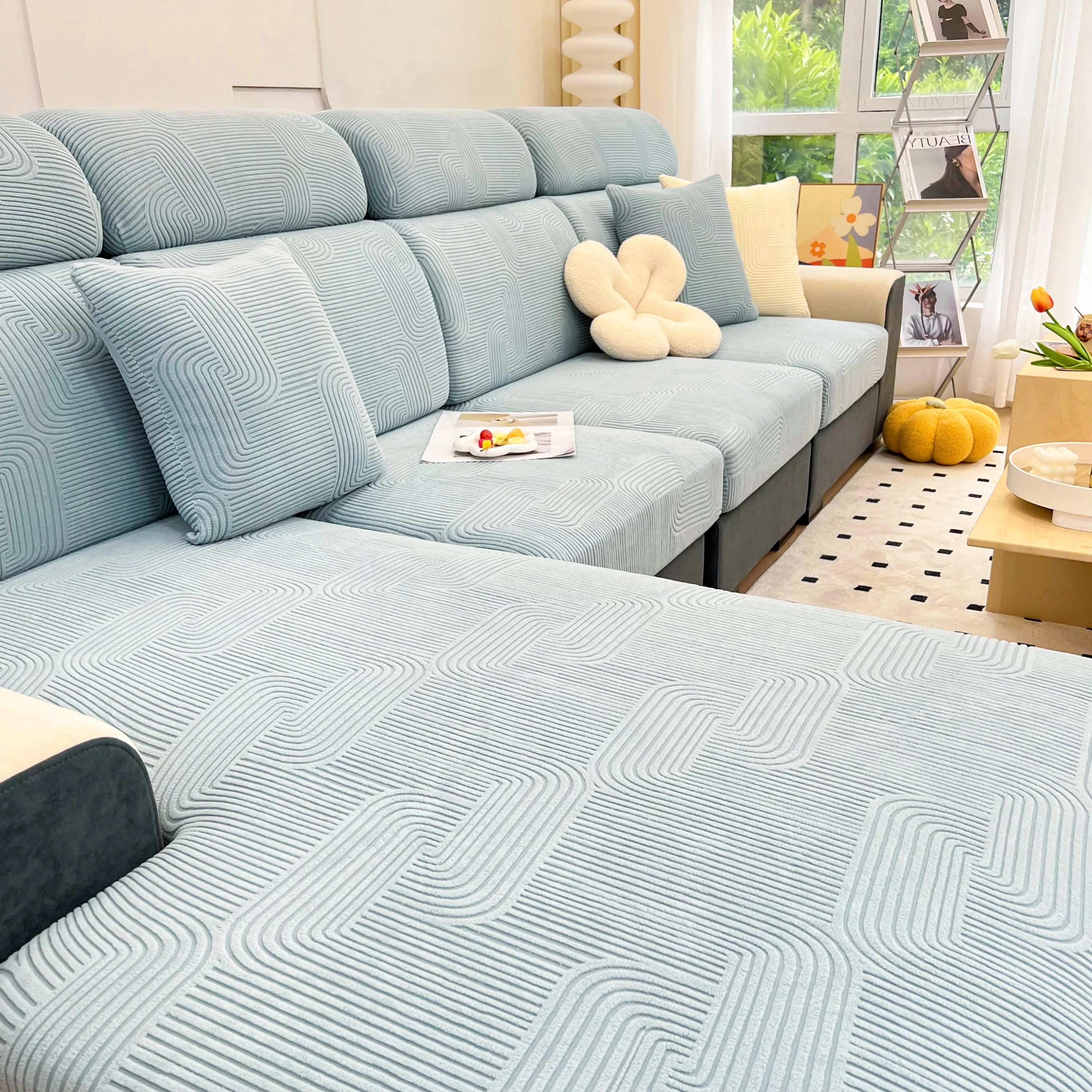 Stretch Couch Cushion Covers, Washable Chaise Lounge Sofa Slipcover, Elastic Furniture Protector for Pets, Kid - Image 8