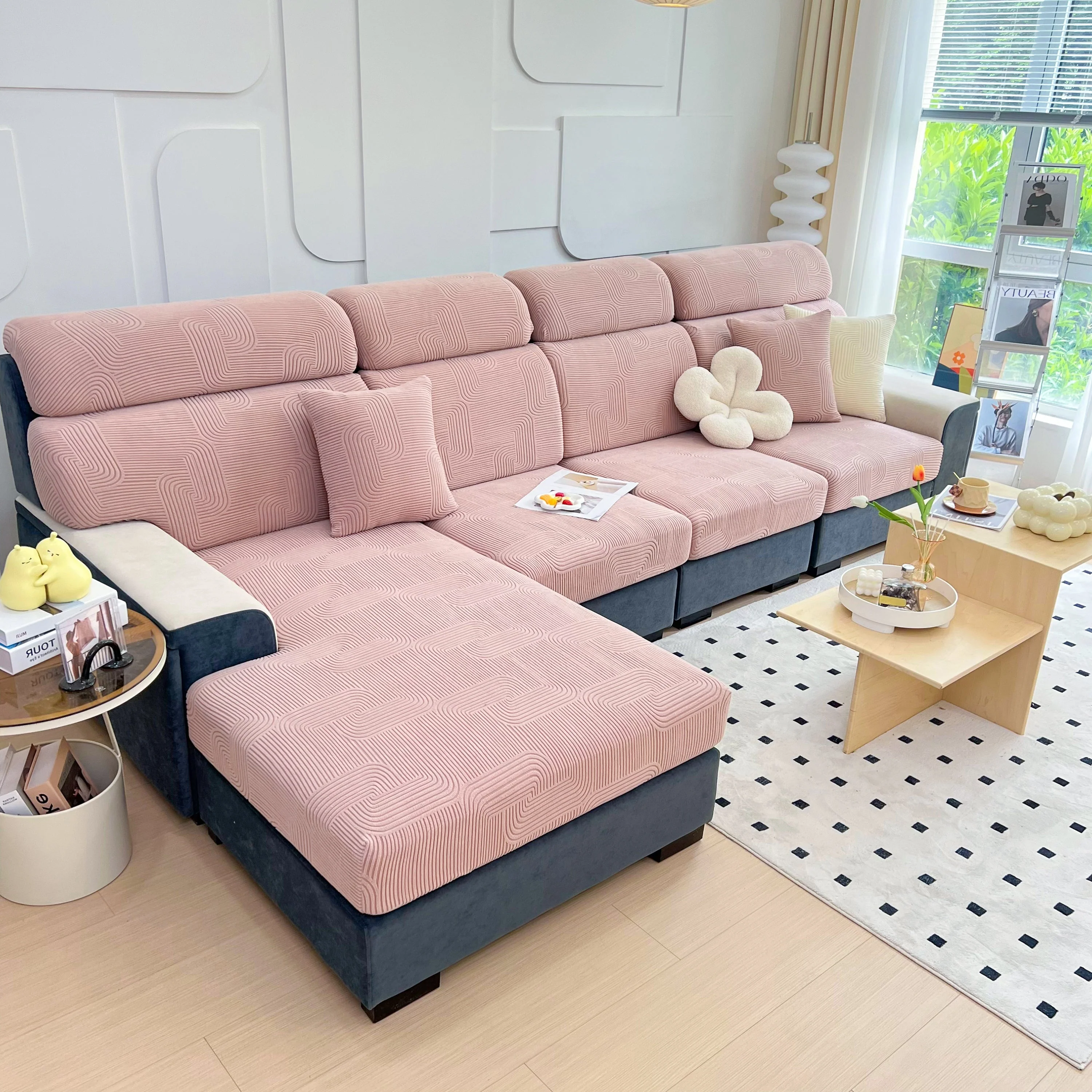 Stretch Couch Cushion Covers, Washable Chaise Lounge Sofa Slipcover, Elastic Furniture Protector for Pets, Kid - Image 80
