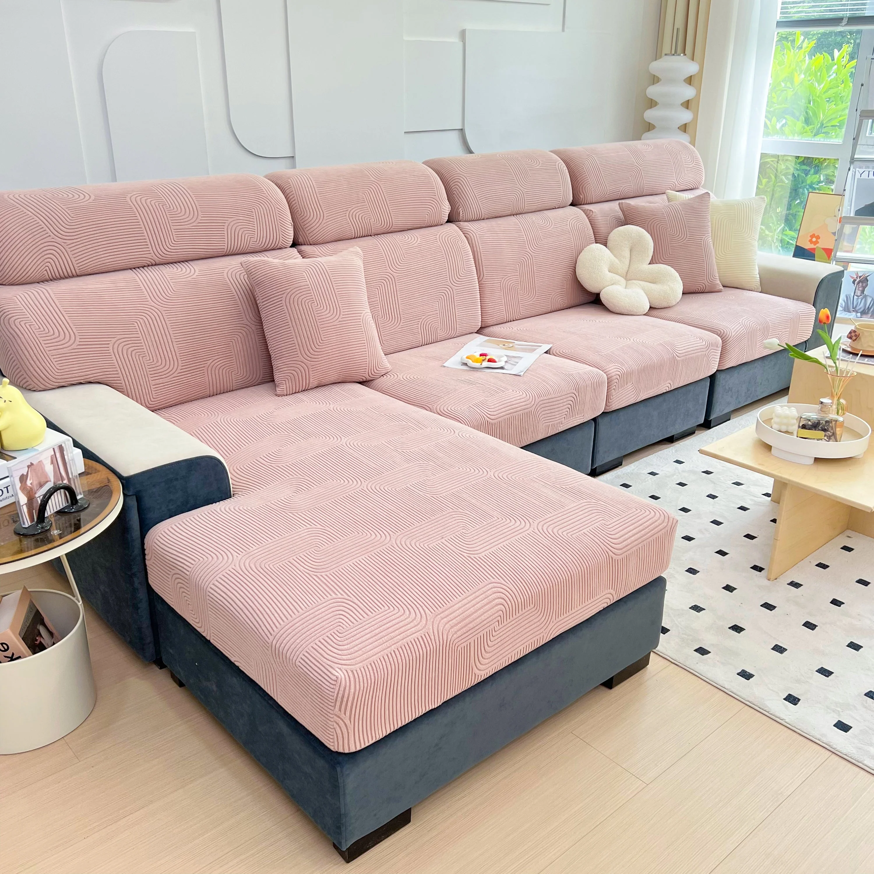 Stretch Couch Cushion Covers, Washable Chaise Lounge Sofa Slipcover, Elastic Furniture Protector for Pets, Kid - Image 81