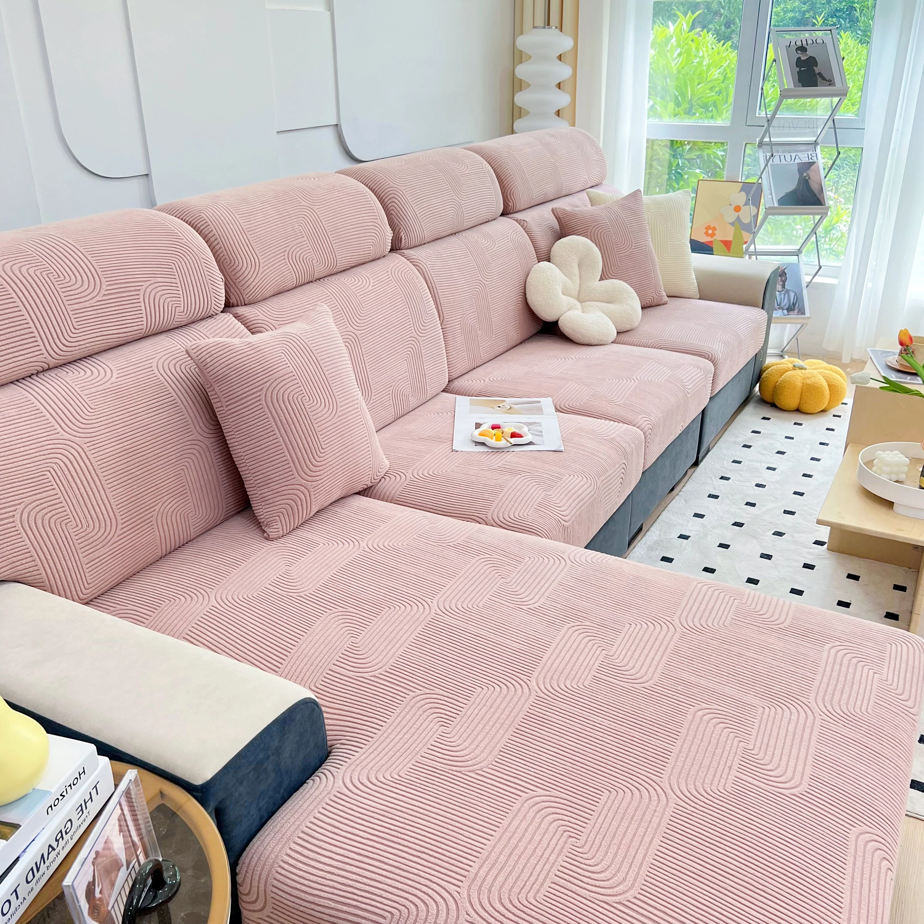 Stretch Couch Cushion Covers, Washable Chaise Lounge Sofa Slipcover, Elastic Furniture Protector for Pets, Kid - Image 82