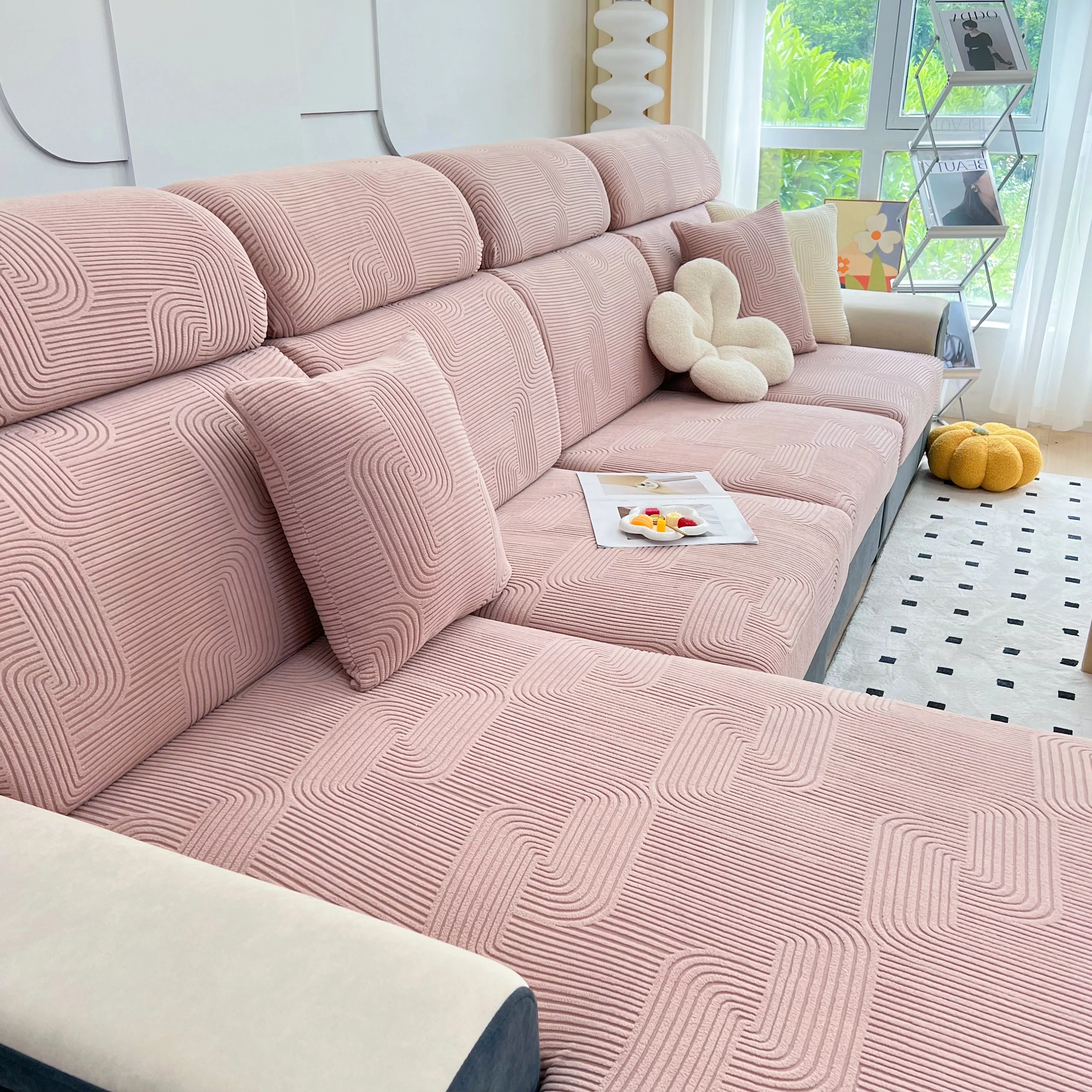 Stretch Couch Cushion Covers, Washable Chaise Lounge Sofa Slipcover, Elastic Furniture Protector for Pets, Kid - Image 83