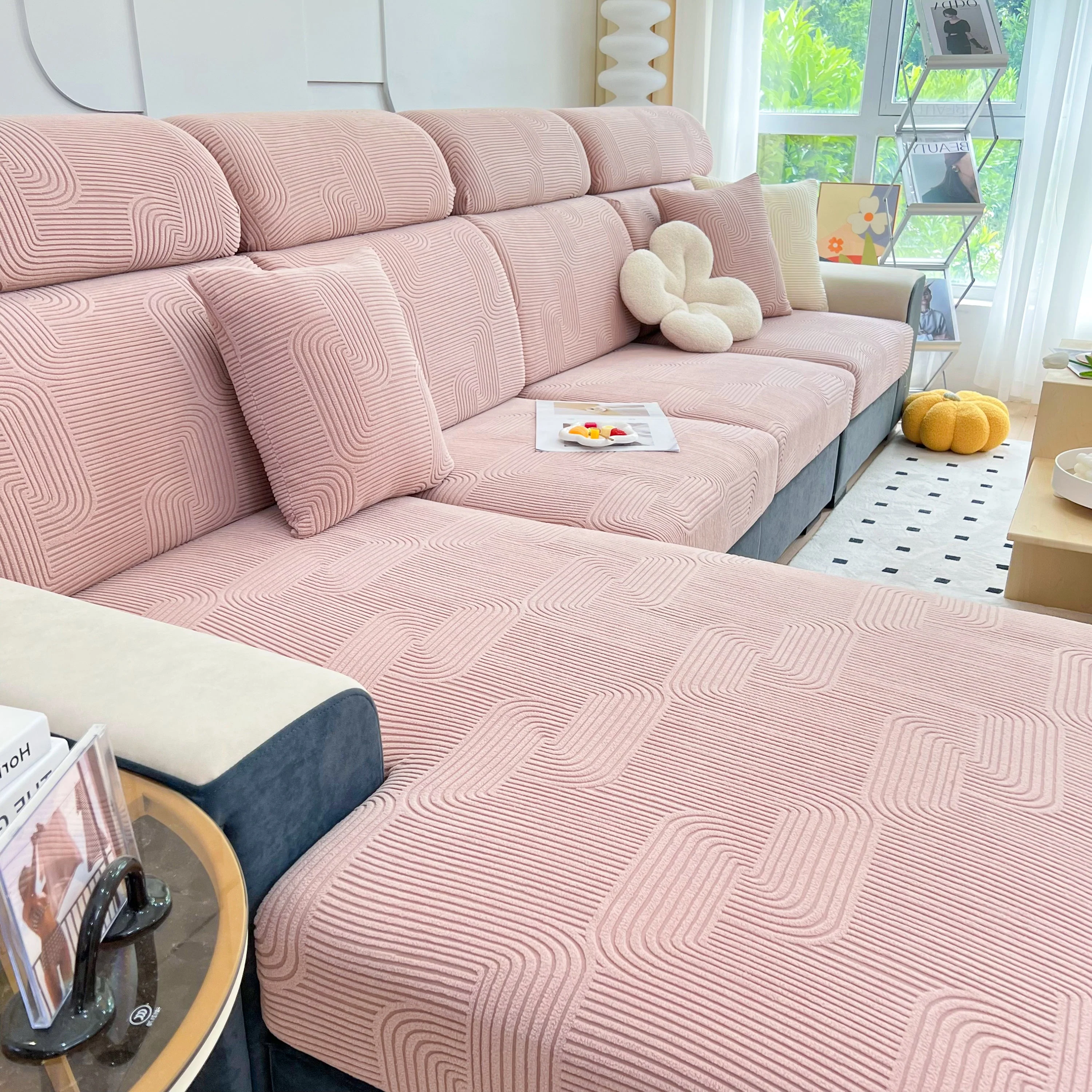 Stretch Couch Cushion Covers, Washable Chaise Lounge Sofa Slipcover, Elastic Furniture Protector for Pets, Kid - Image 84