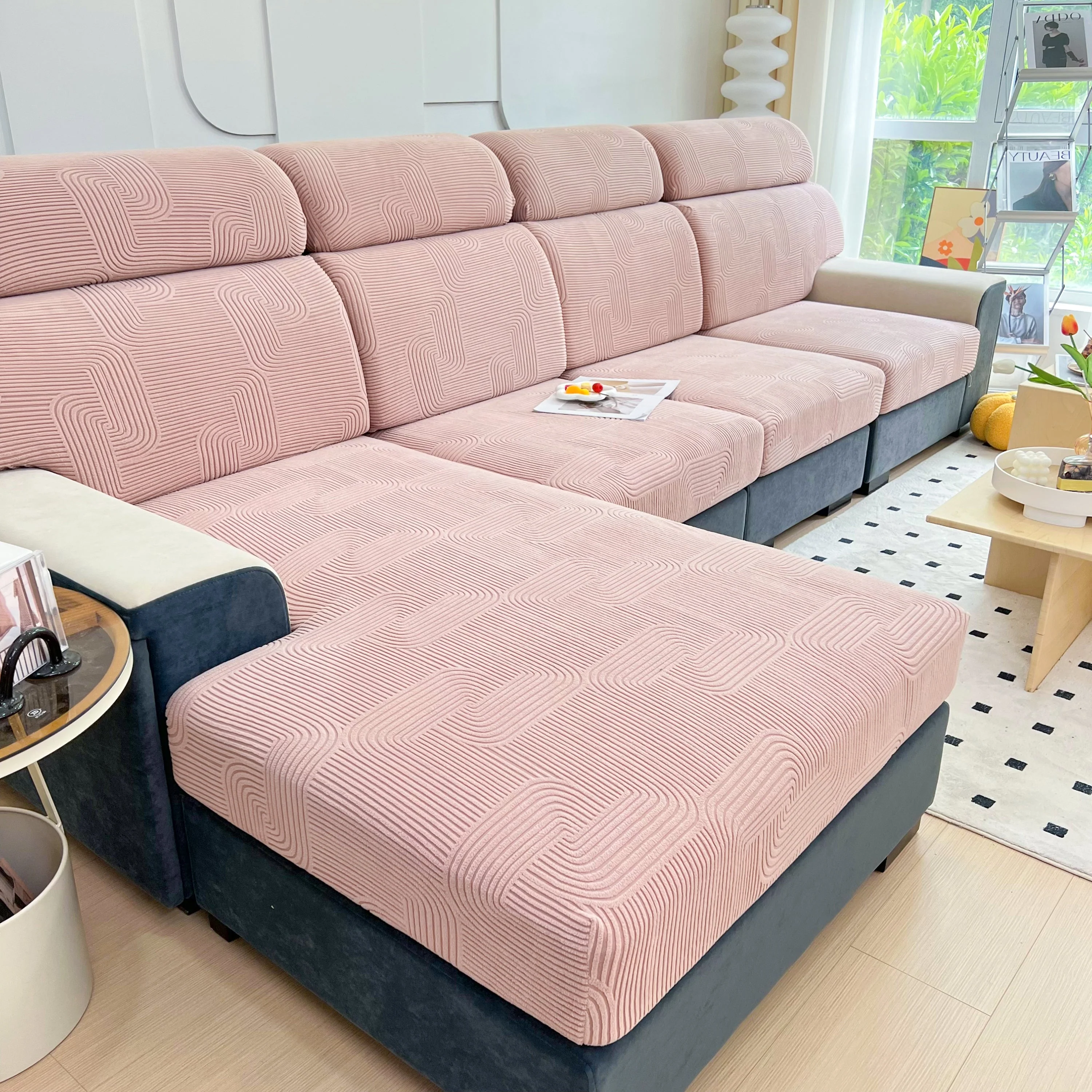 Stretch Couch Cushion Covers, Washable Chaise Lounge Sofa Slipcover, Elastic Furniture Protector for Pets, Kid - Image 90