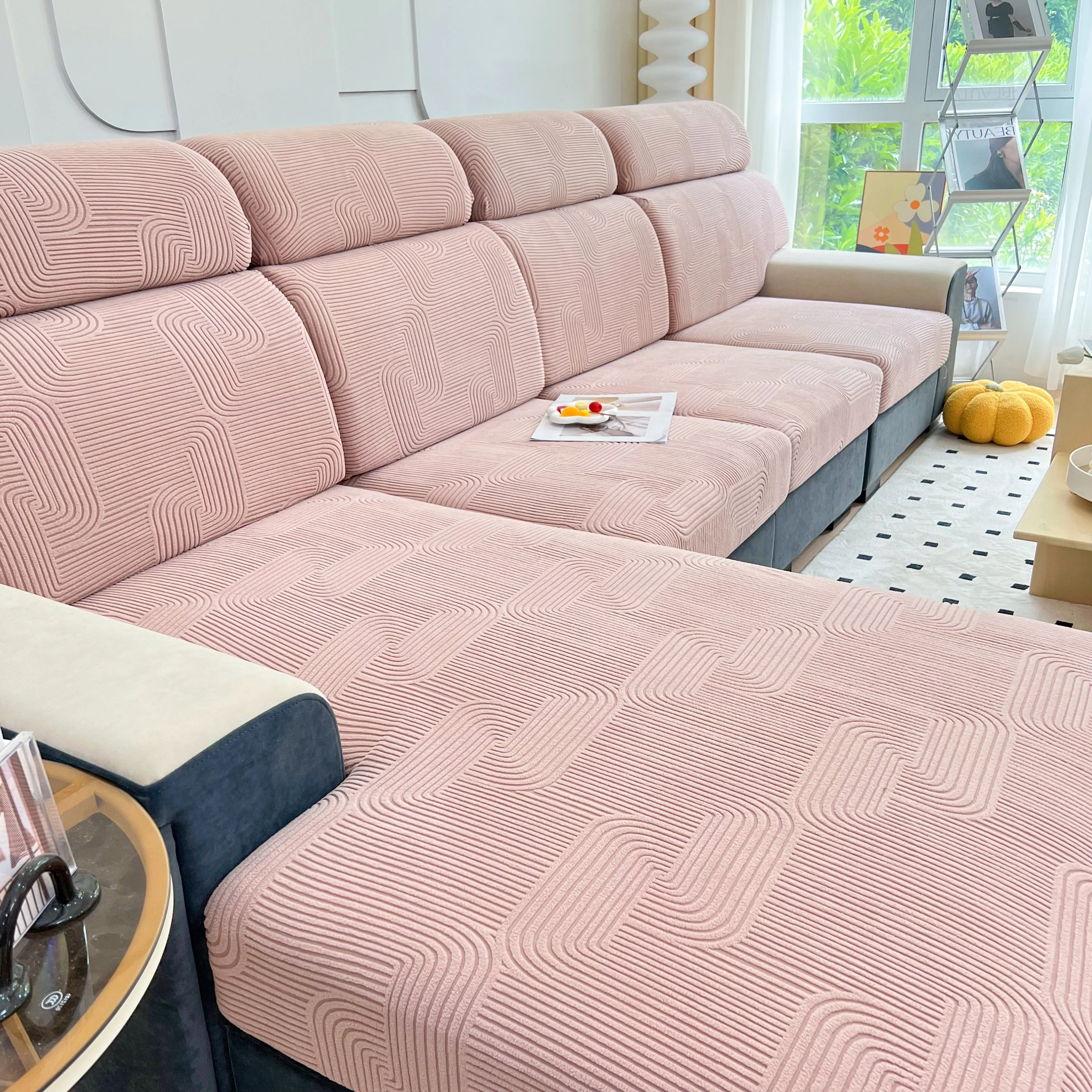 Stretch Couch Cushion Covers, Washable Chaise Lounge Sofa Slipcover, Elastic Furniture Protector for Pets, Kid - Image 91