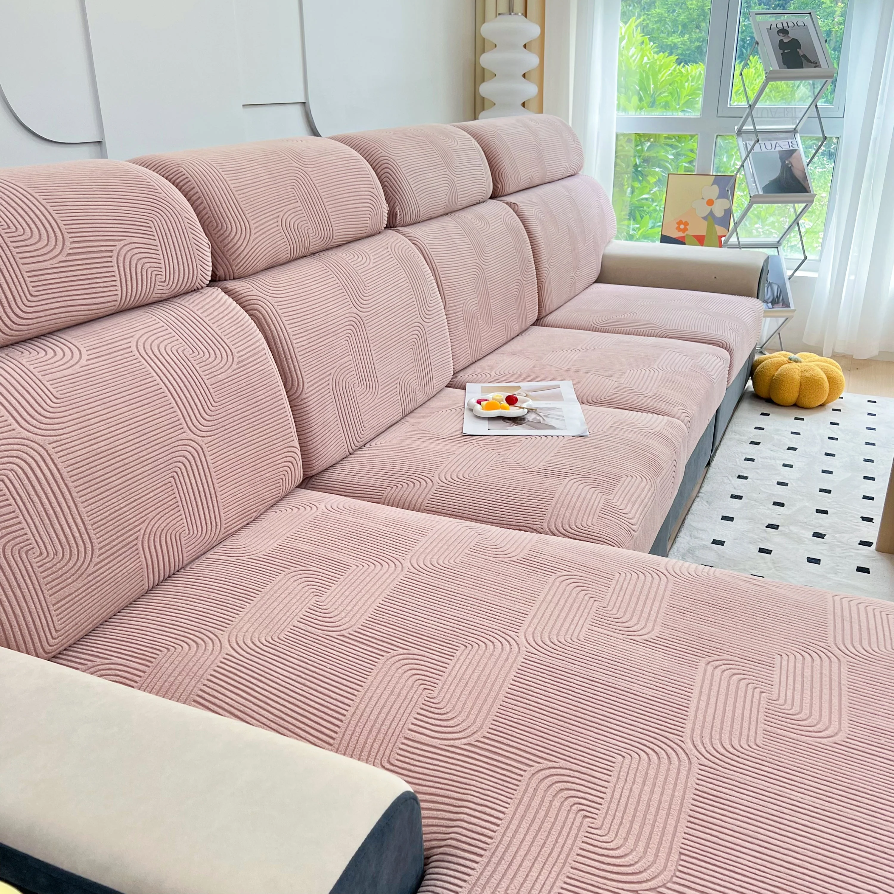 Stretch Couch Cushion Covers, Washable Chaise Lounge Sofa Slipcover, Elastic Furniture Protector for Pets, Kid - Image 92