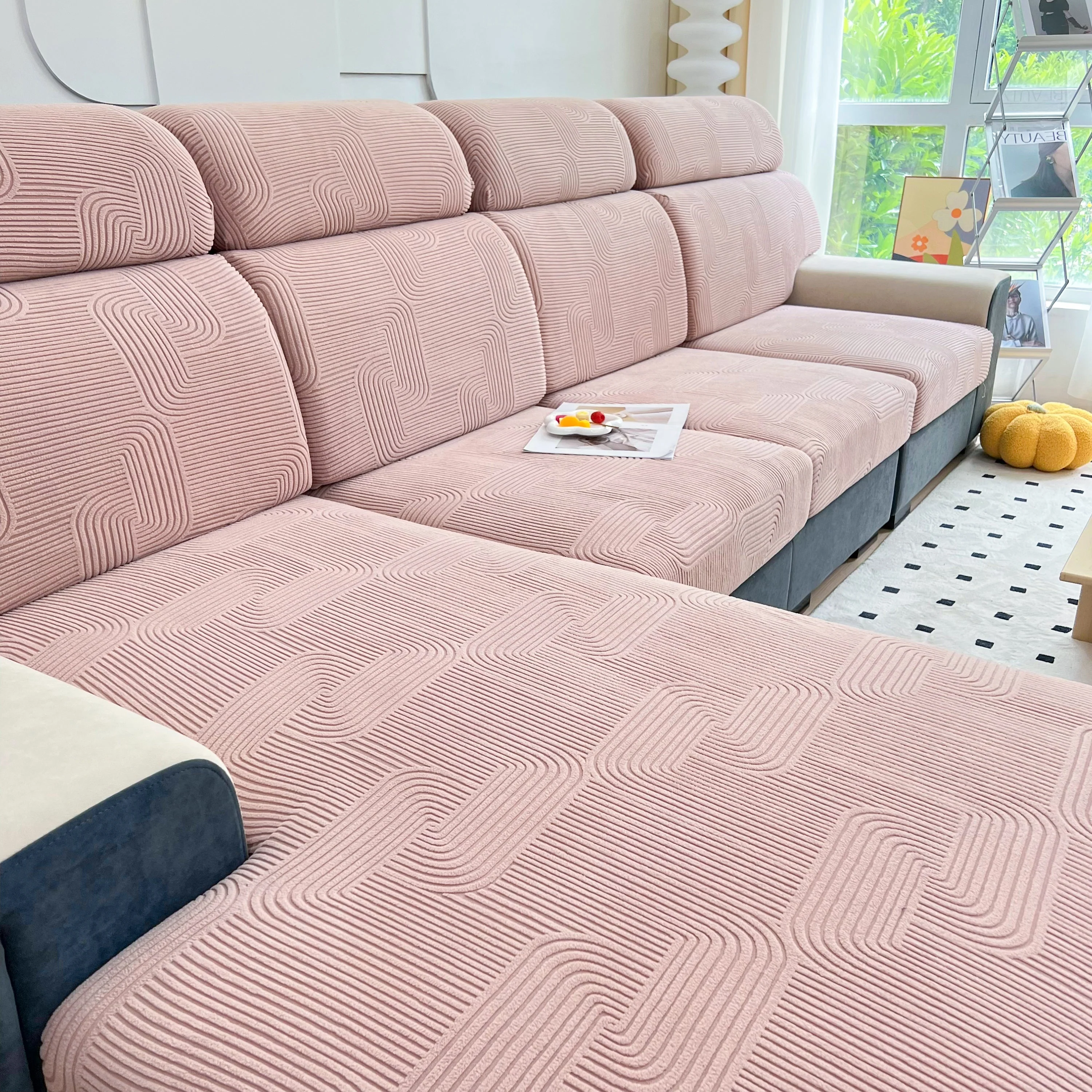 Stretch Couch Cushion Covers, Washable Chaise Lounge Sofa Slipcover, Elastic Furniture Protector for Pets, Kid - Image 93