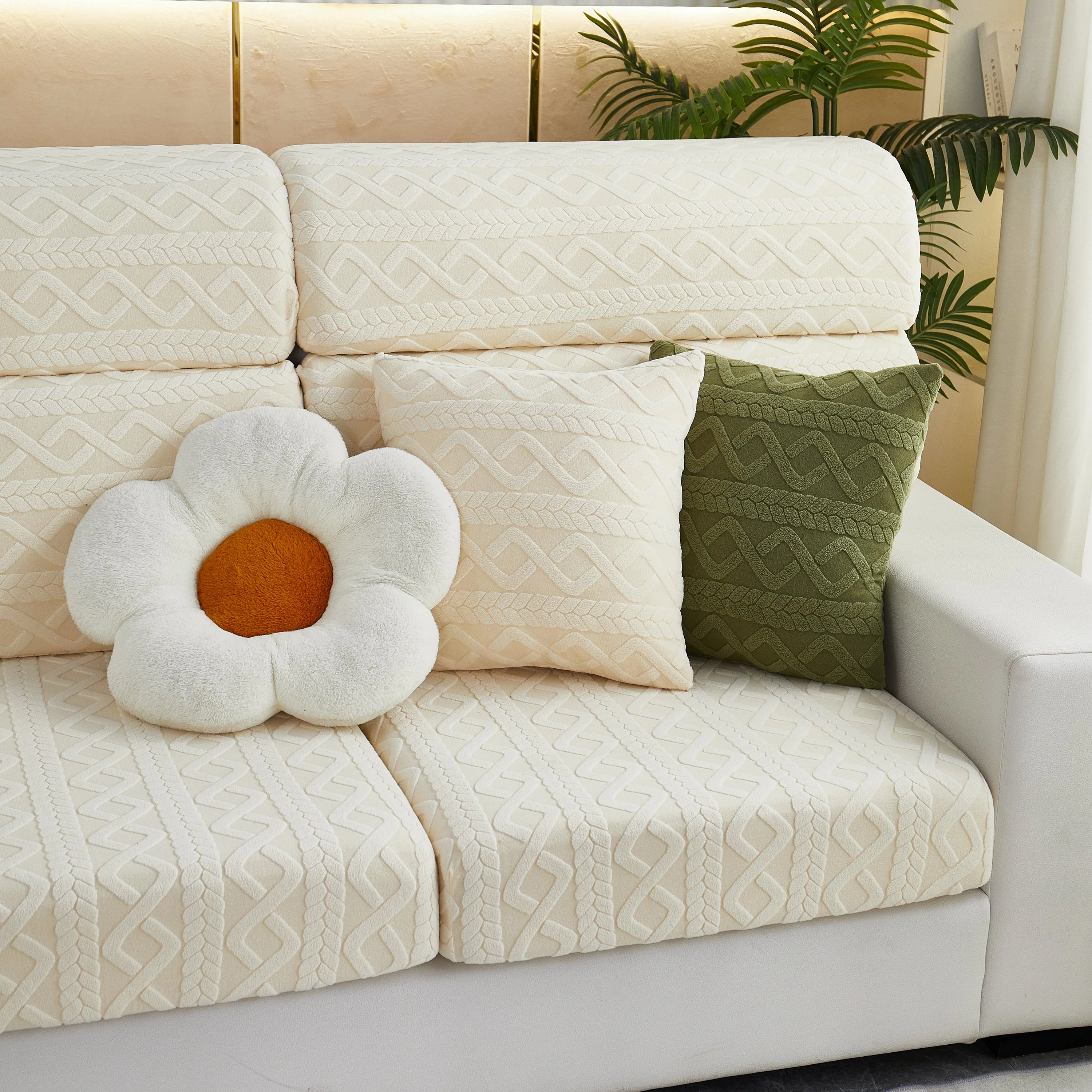 Stretch Couch Seat Cushion Covers, Sofa Slipcover Sofa Cover Soft Flexibility with Elastic Bottom - Image 100