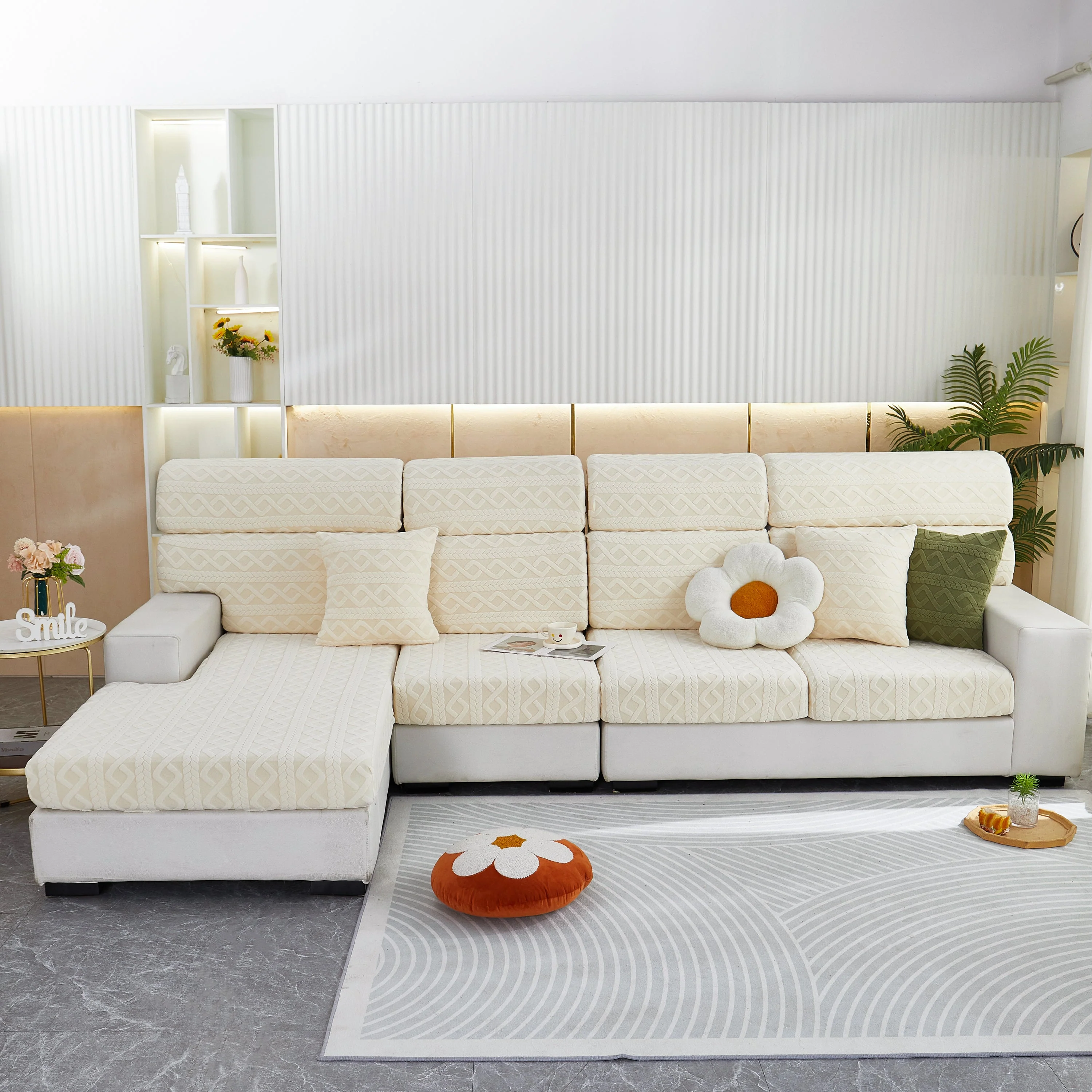 Stretch Couch Seat Cushion Covers, Sofa Slipcover Sofa Cover Soft Flexibility with Elastic Bottom - Image 101
