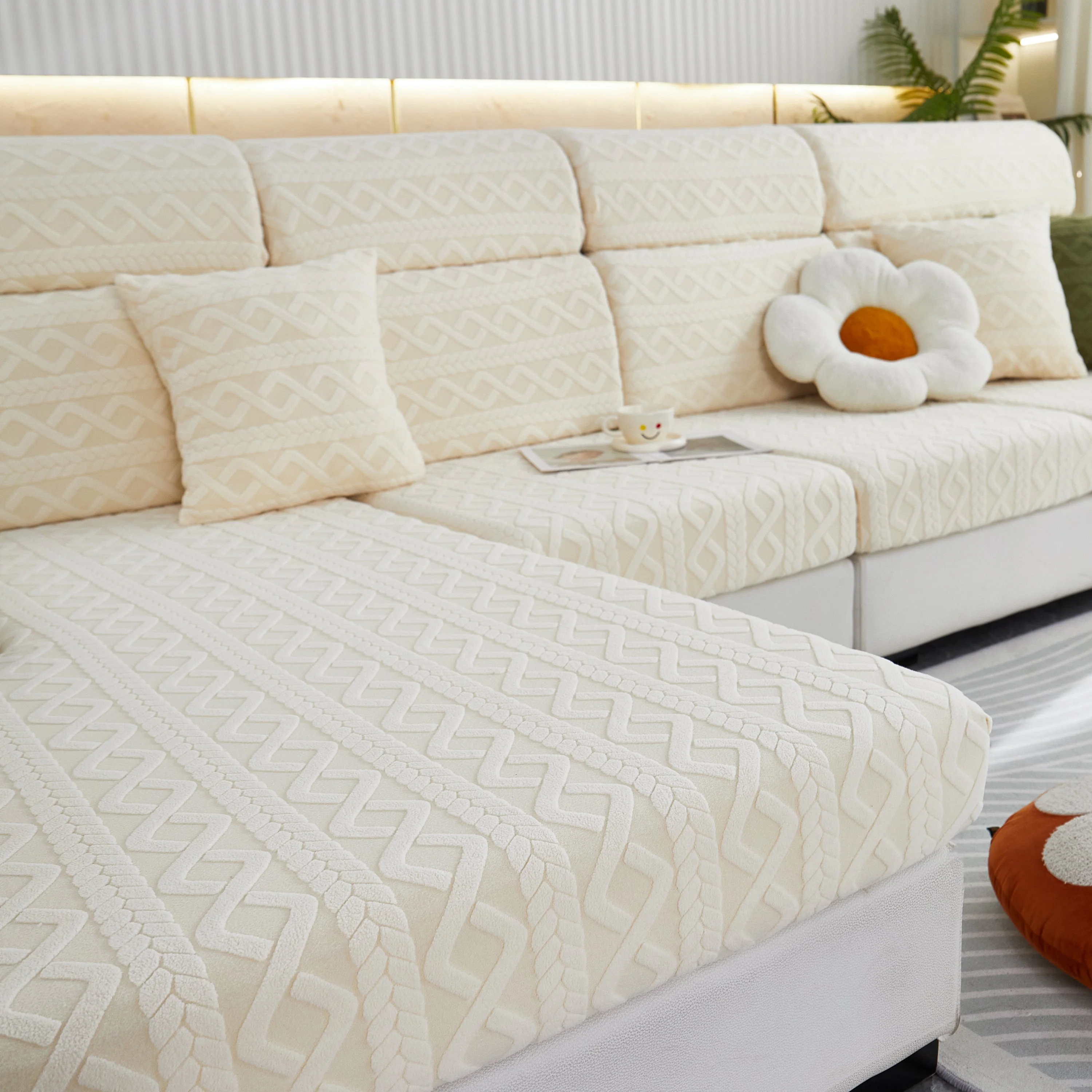 Stretch Couch Seat Cushion Covers, Sofa Slipcover Sofa Cover Soft Flexibility with Elastic Bottom - Image 102