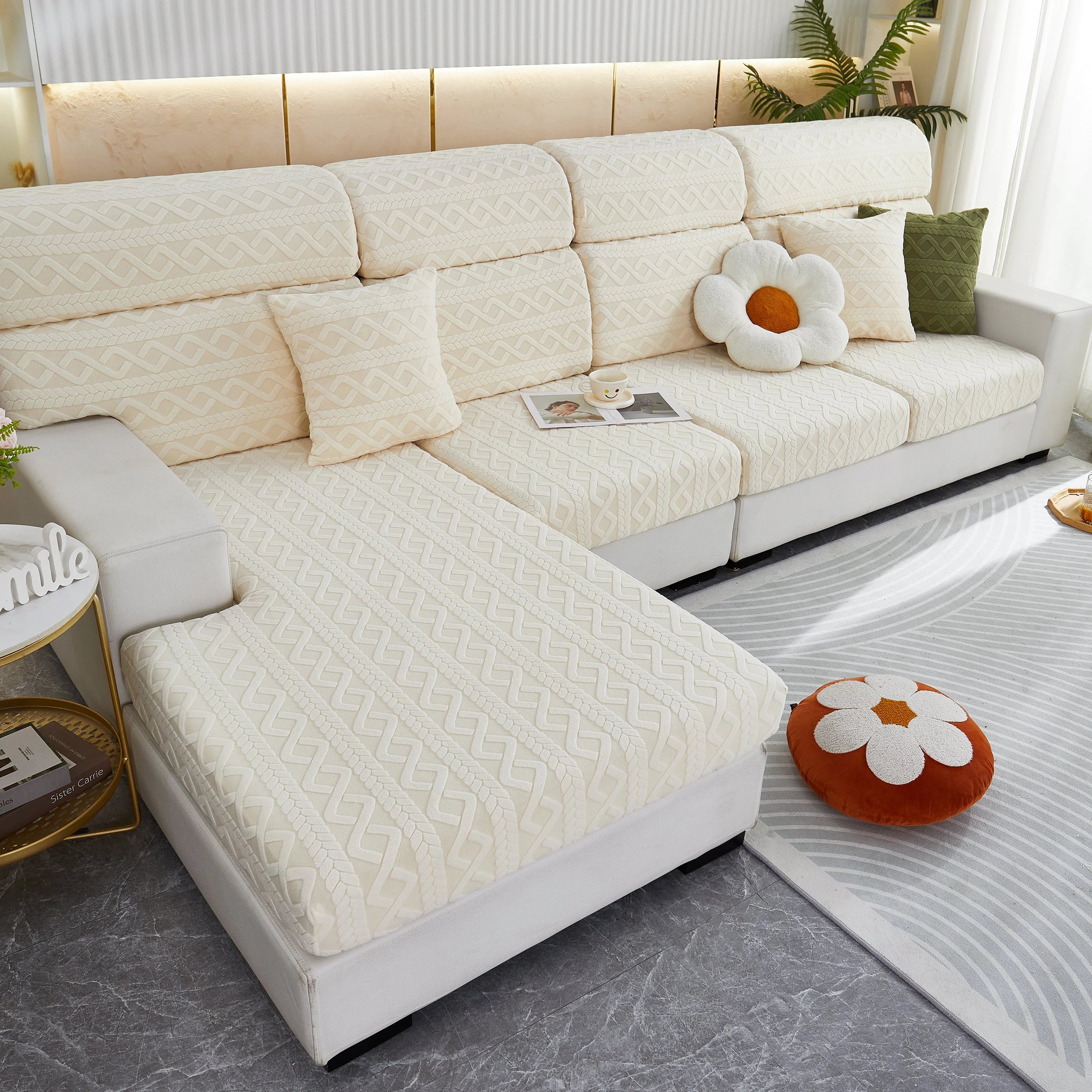 Stretch Couch Seat Cushion Covers, Sofa Slipcover Sofa Cover Soft Flexibility with Elastic Bottom - Image 103
