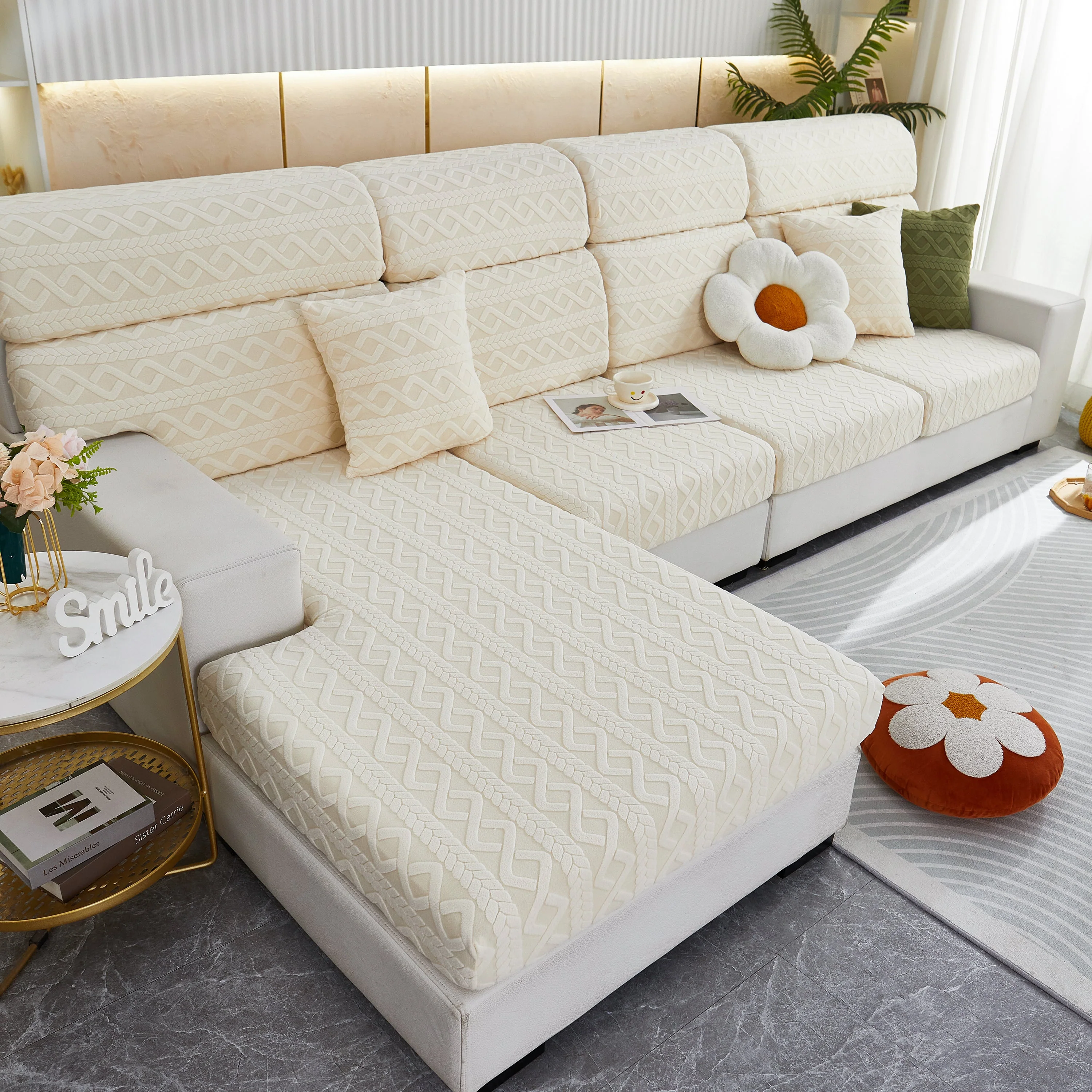 Stretch Couch Seat Cushion Covers, Sofa Slipcover Sofa Cover Soft Flexibility with Elastic Bottom - Image 104