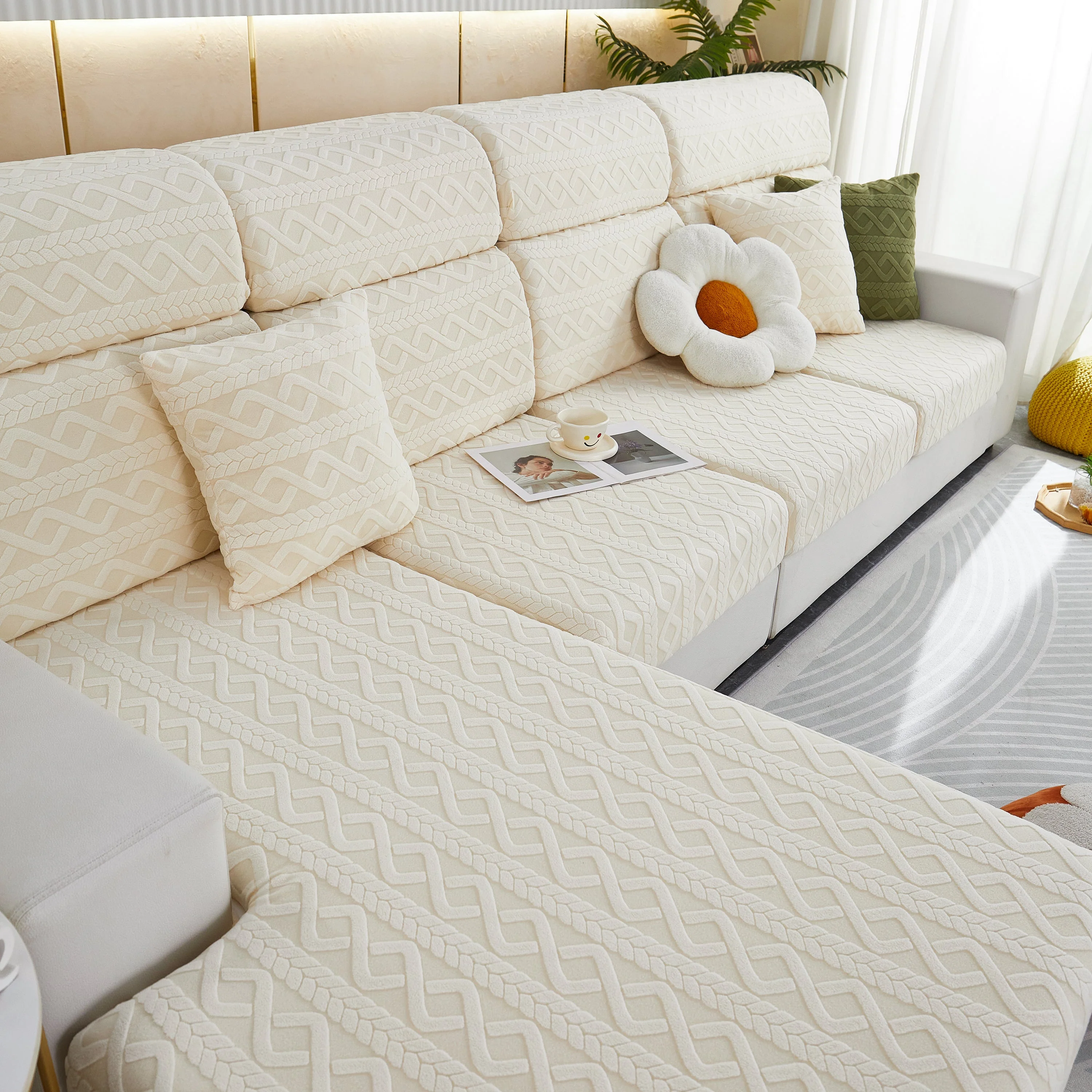 Stretch Couch Seat Cushion Covers, Sofa Slipcover Sofa Cover Soft Flexibility with Elastic Bottom - Image 105
