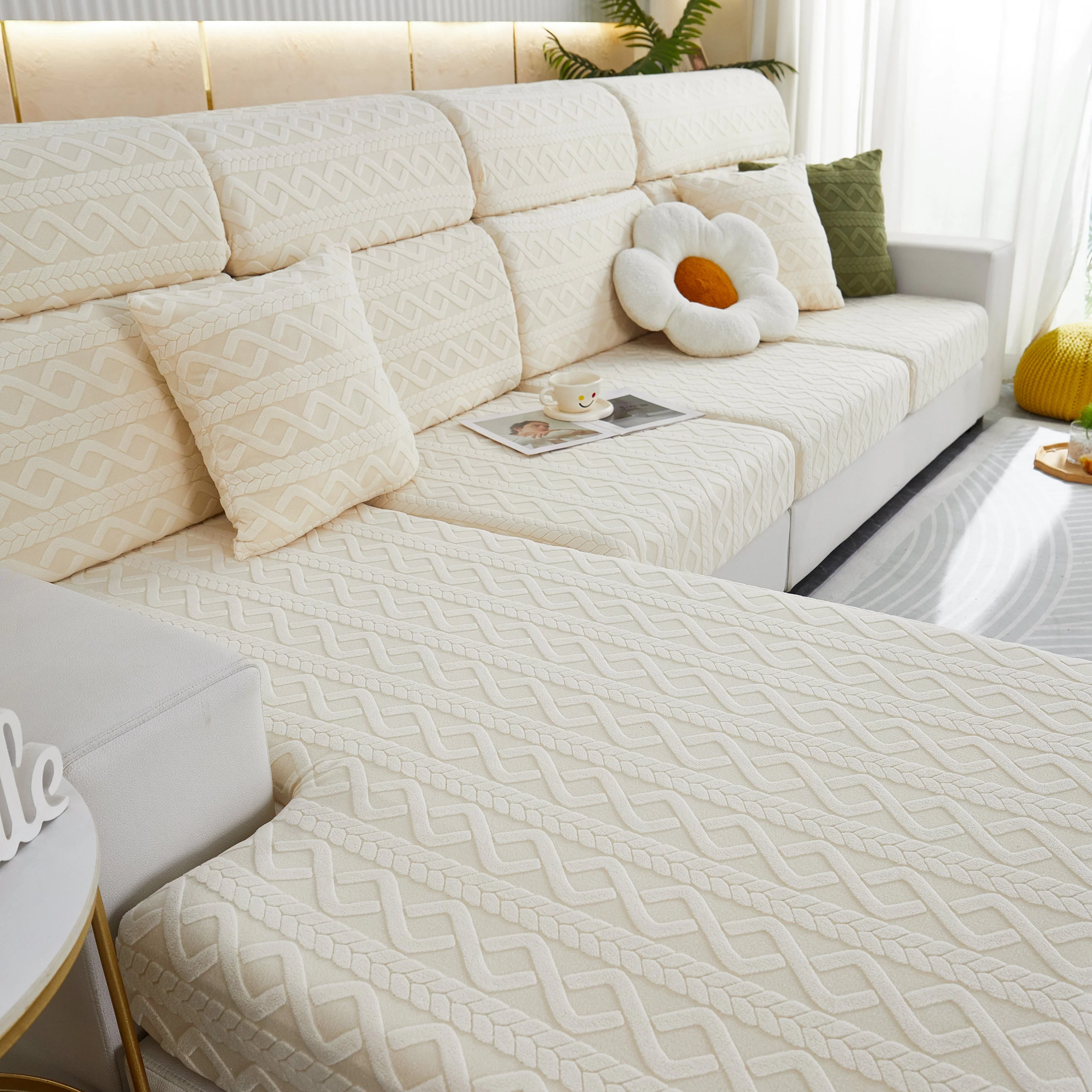 Stretch Couch Seat Cushion Covers, Sofa Slipcover Sofa Cover Soft Flexibility with Elastic Bottom - Image 106