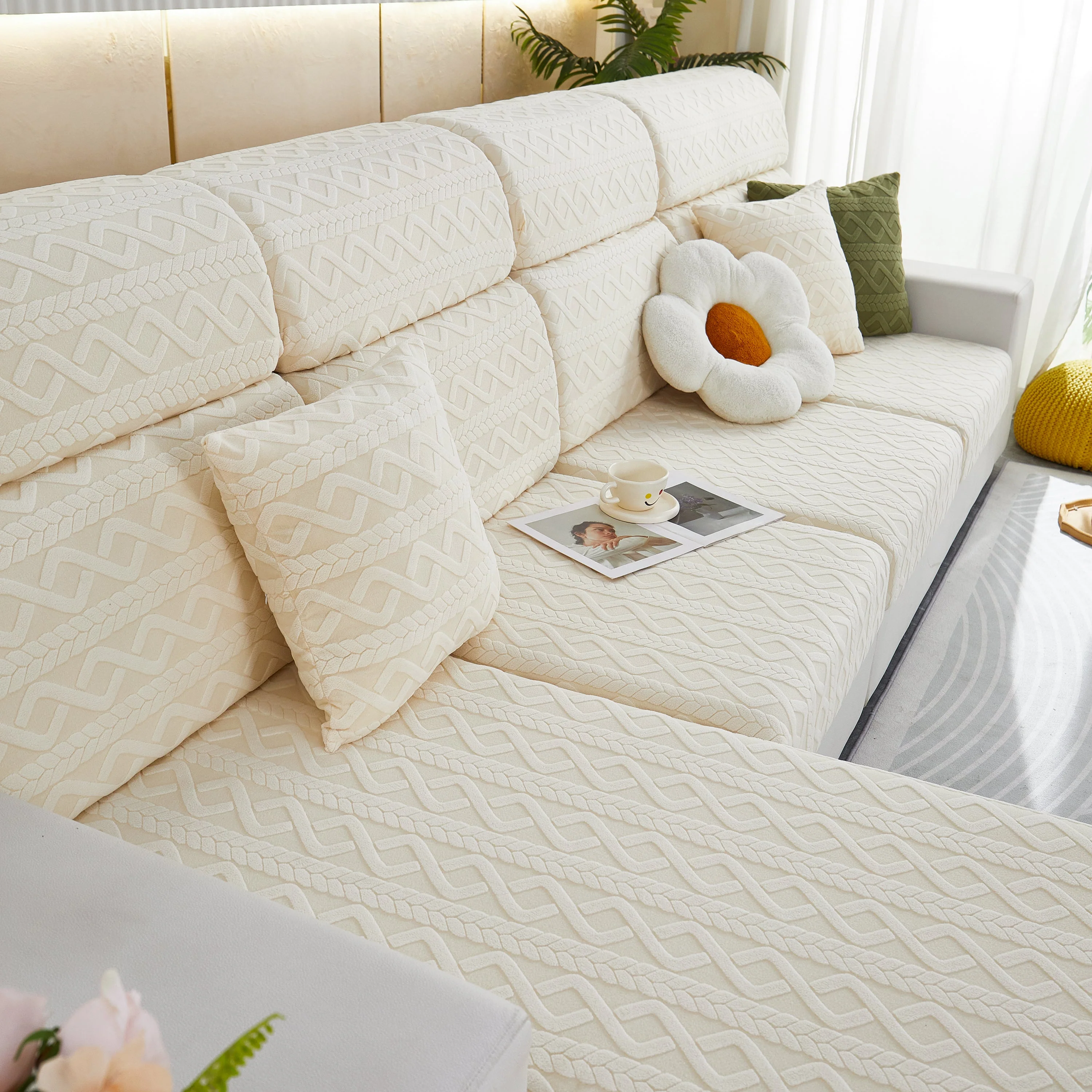 Stretch Couch Seat Cushion Covers, Sofa Slipcover Sofa Cover Soft Flexibility with Elastic Bottom - Image 107
