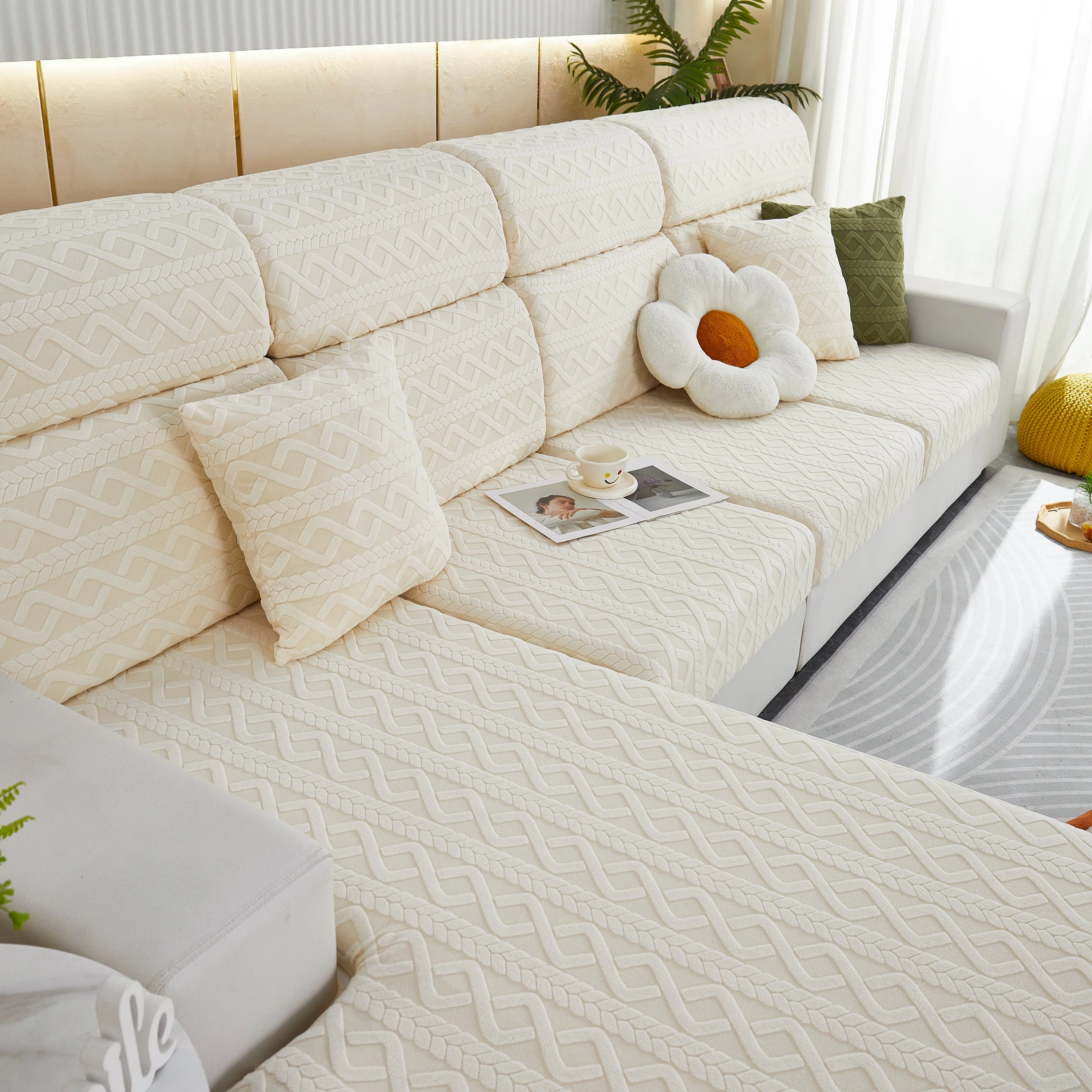 Stretch Couch Seat Cushion Covers, Sofa Slipcover Sofa Cover Soft Flexibility with Elastic Bottom - Image 108