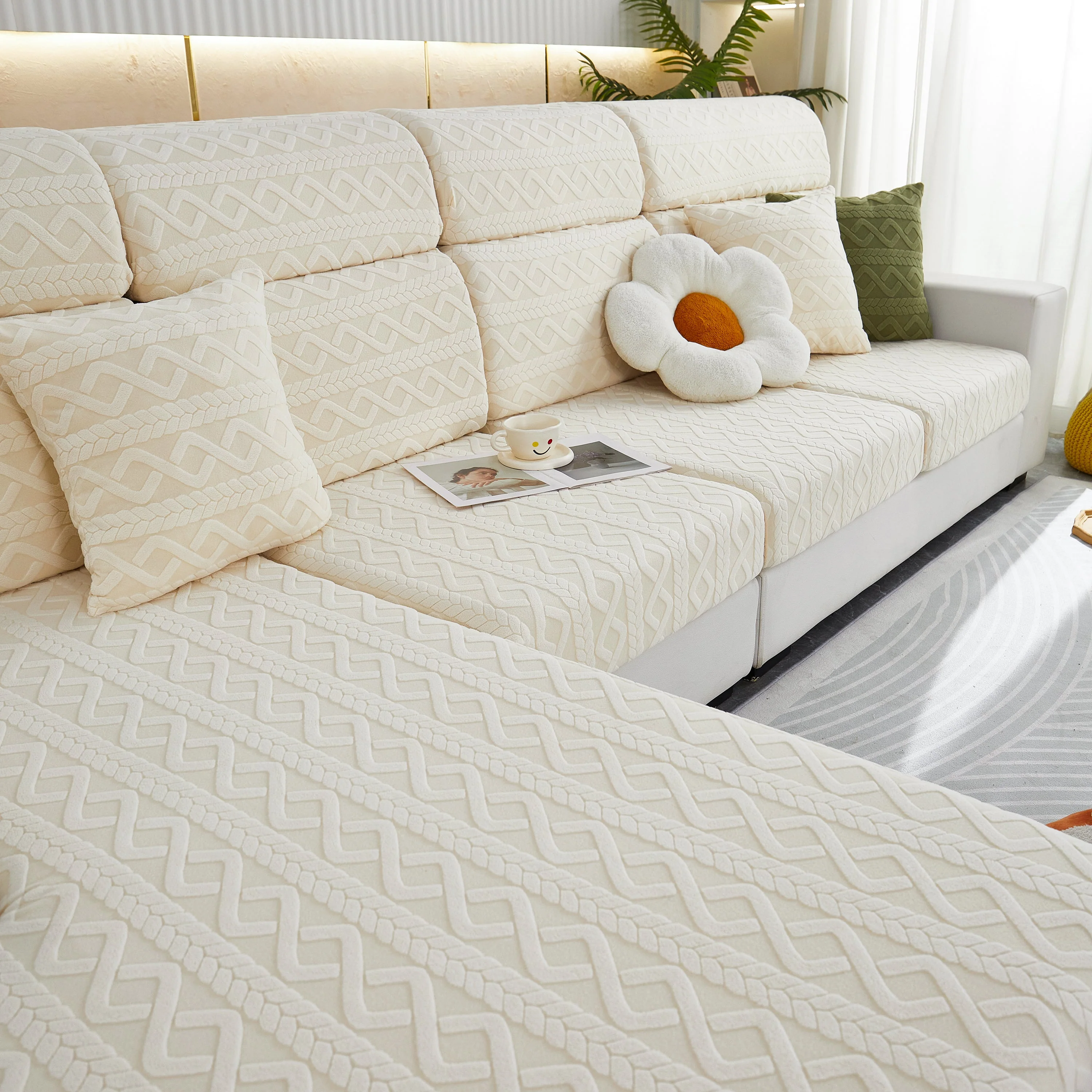 Stretch Couch Seat Cushion Covers, Sofa Slipcover Sofa Cover Soft Flexibility with Elastic Bottom - Image 109
