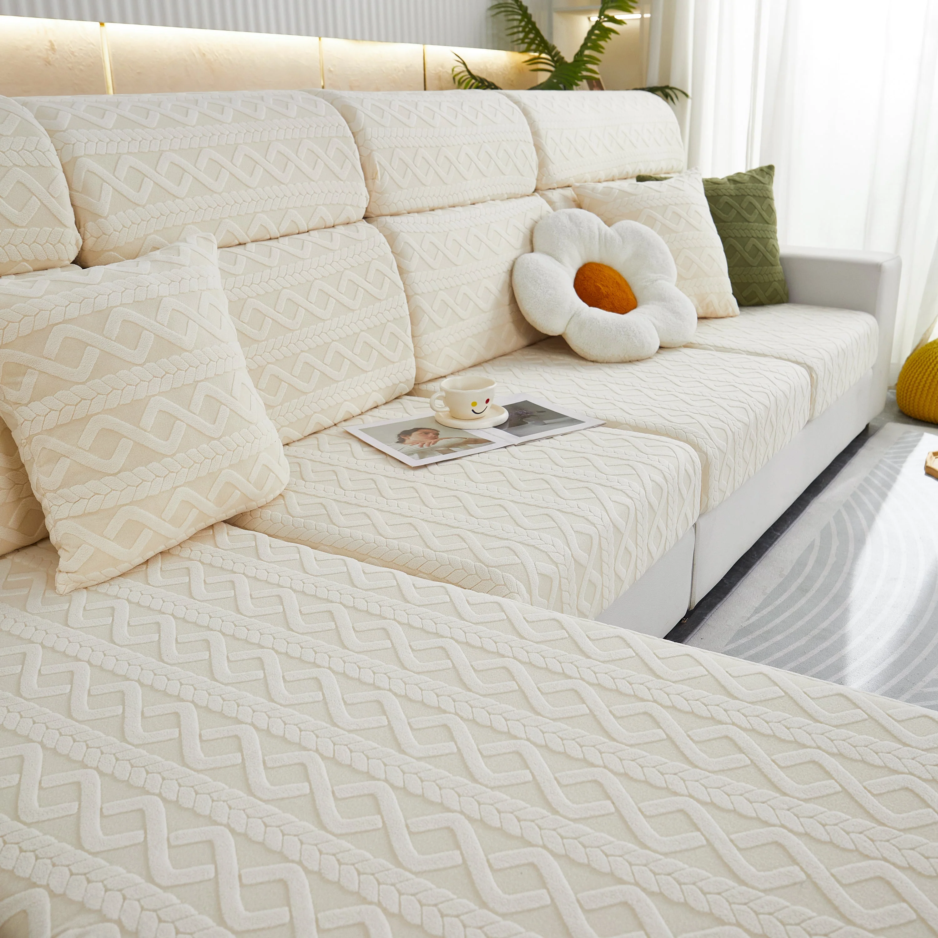 Stretch Couch Seat Cushion Covers, Sofa Slipcover Sofa Cover Soft Flexibility with Elastic Bottom - Image 110