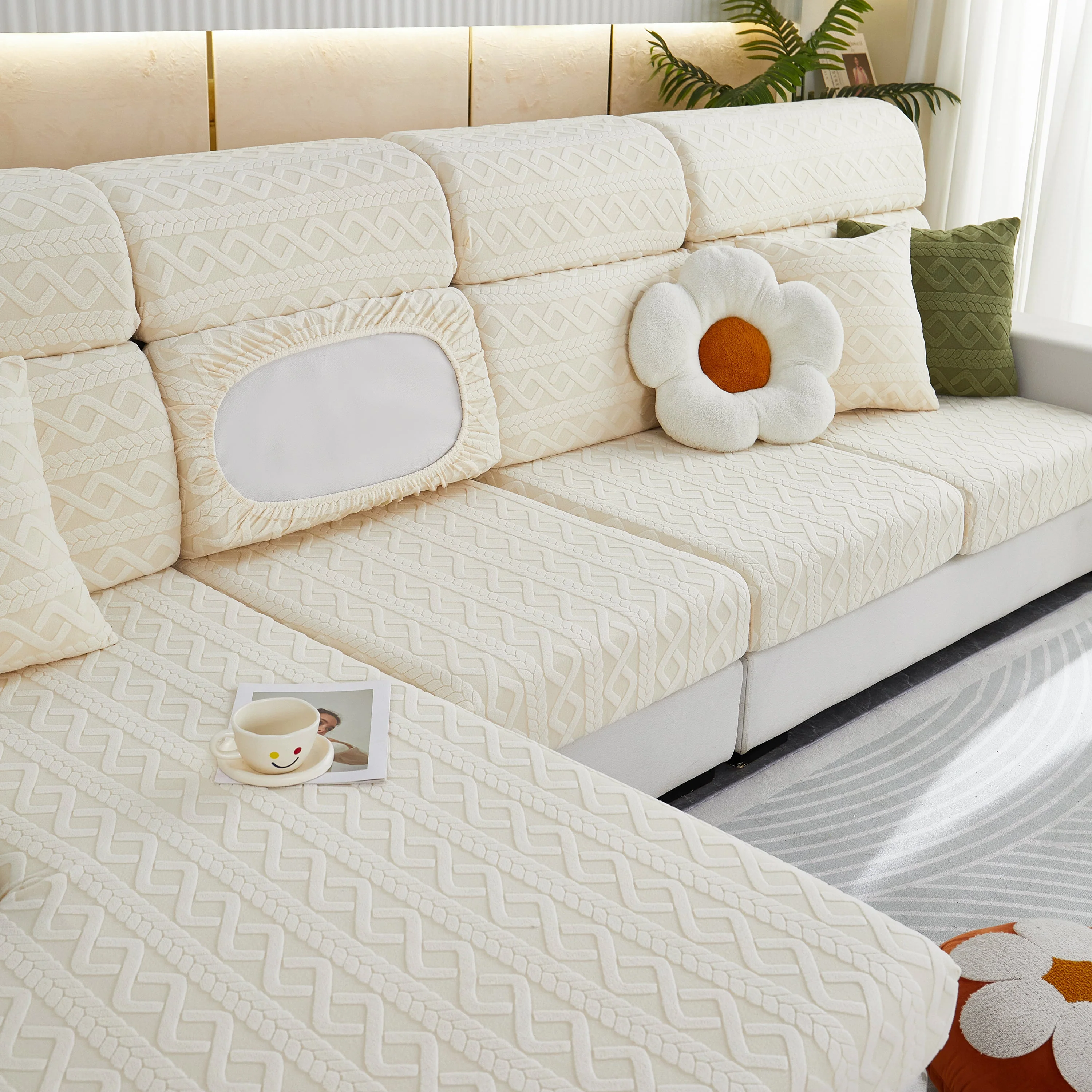 Stretch Couch Seat Cushion Covers, Sofa Slipcover Sofa Cover Soft Flexibility with Elastic Bottom - Image 115