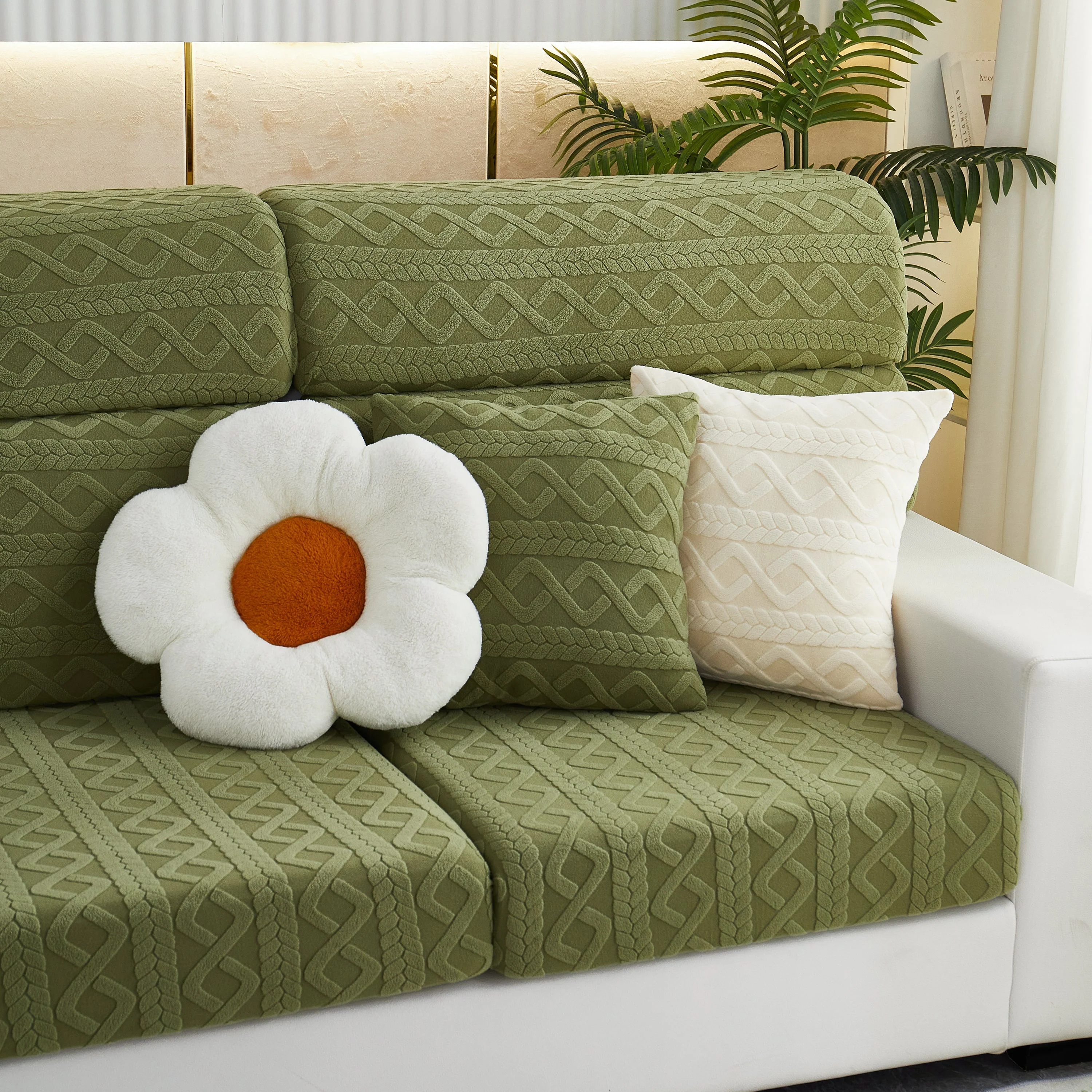 Stretch Couch Seat Cushion Covers, Sofa Slipcover Sofa Cover Soft Flexibility with Elastic Bottom - Image 12