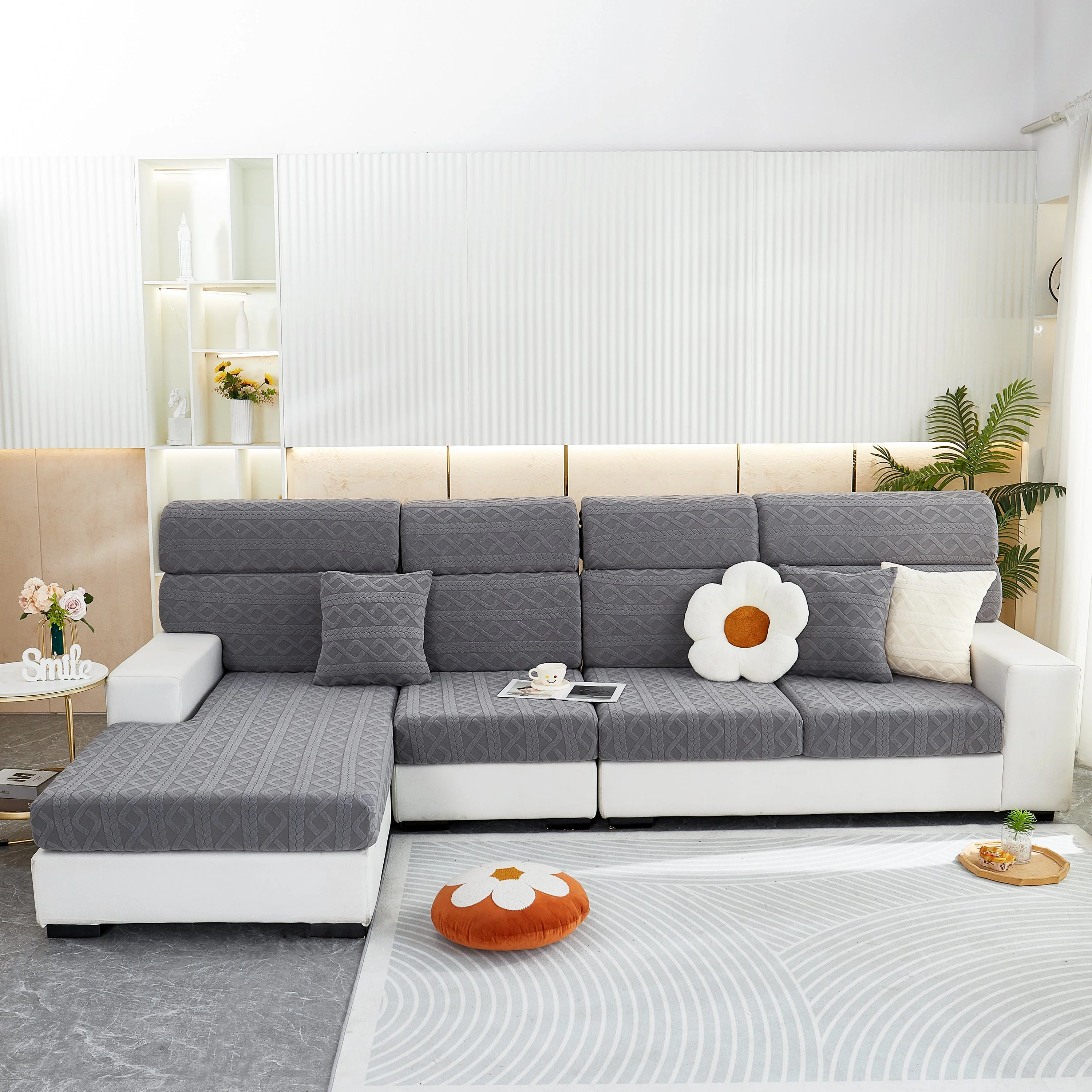 Stretch Couch Seat Cushion Covers, Sofa Slipcover Sofa Cover Soft Flexibility with Elastic Bottom - Image 124