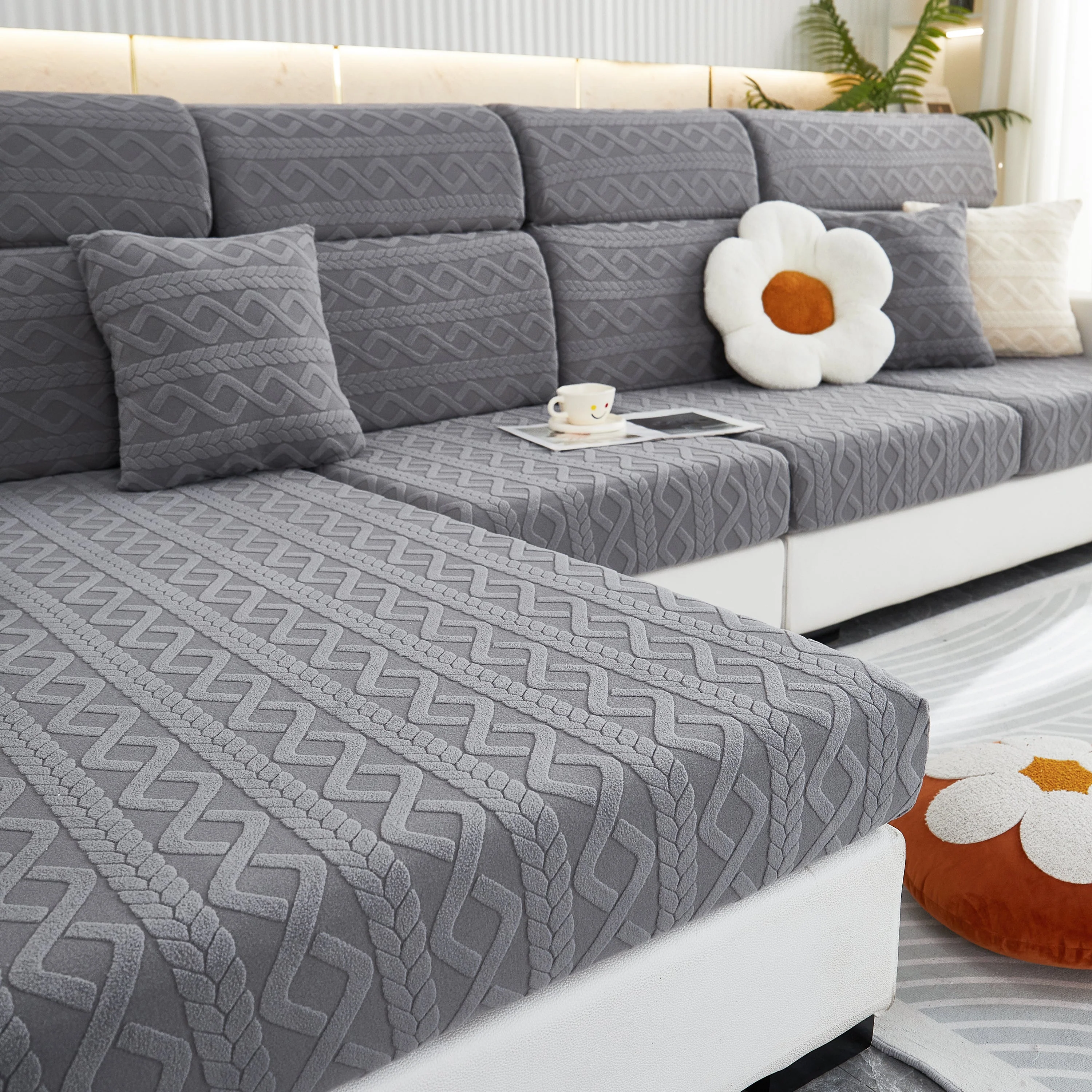 Stretch Couch Seat Cushion Covers, Sofa Slipcover Sofa Cover Soft Flexibility with Elastic Bottom - Image 125
